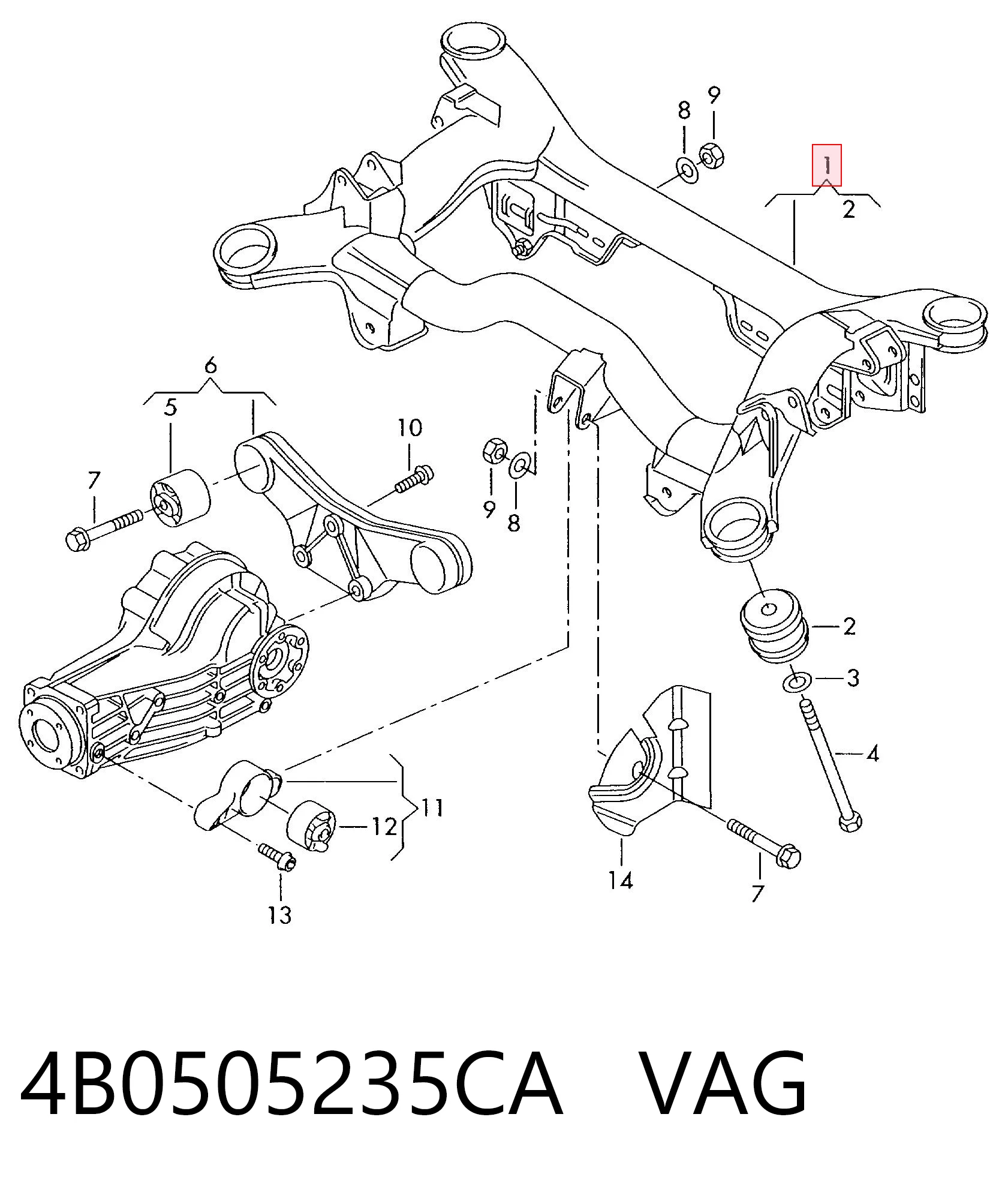 Підвіска задня на Audi A6 C5 4B5, 4B6