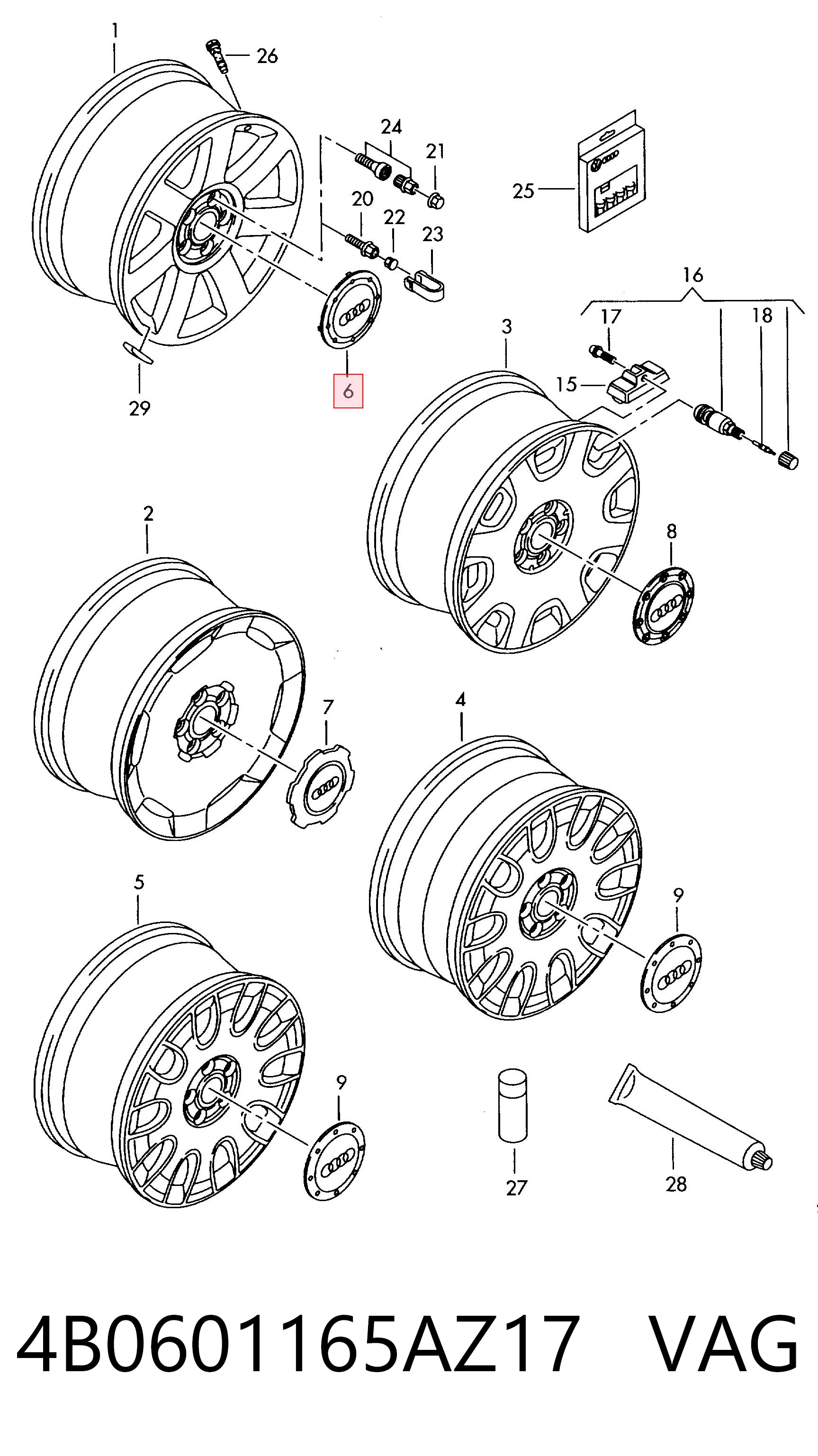 4B0601165AZ17 VAG Ковпаки на колеса