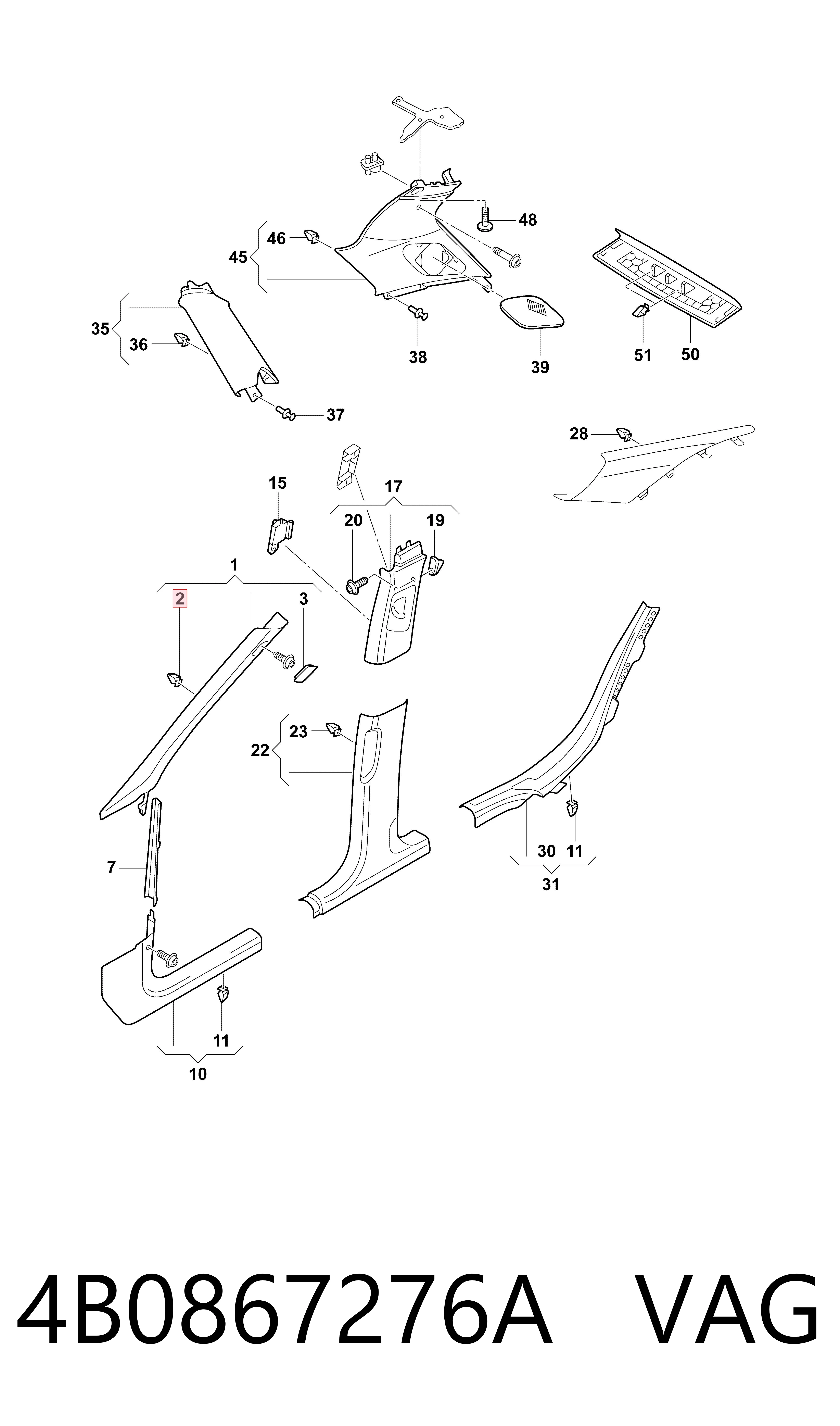 Пістон (кліп) кріплення обшивки кришки багажника 4B0867276A VAG