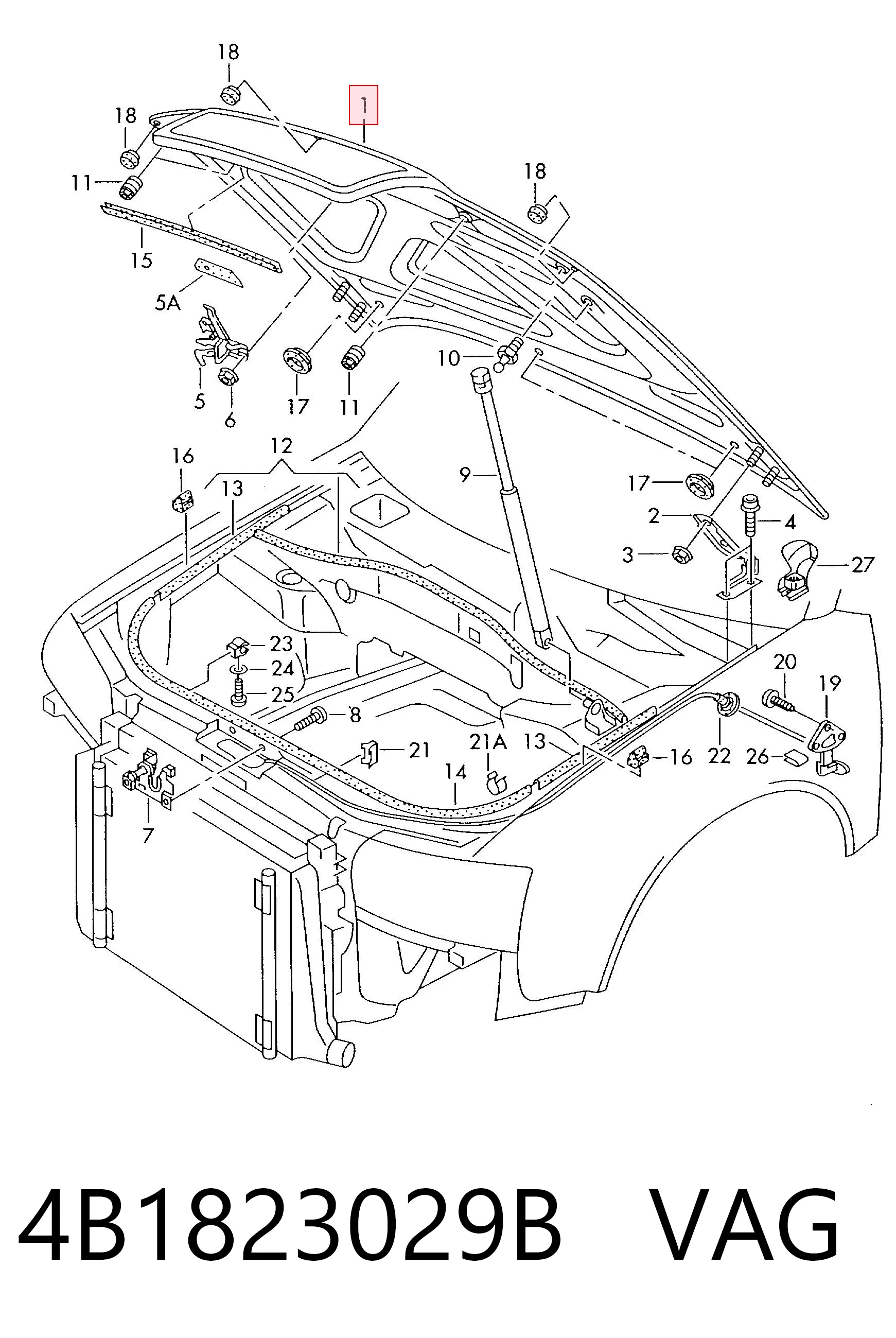 Капот Audi A6 C5 седан (4B2, 4B4) (1997 - 2005) ціна, від 63.35 USD