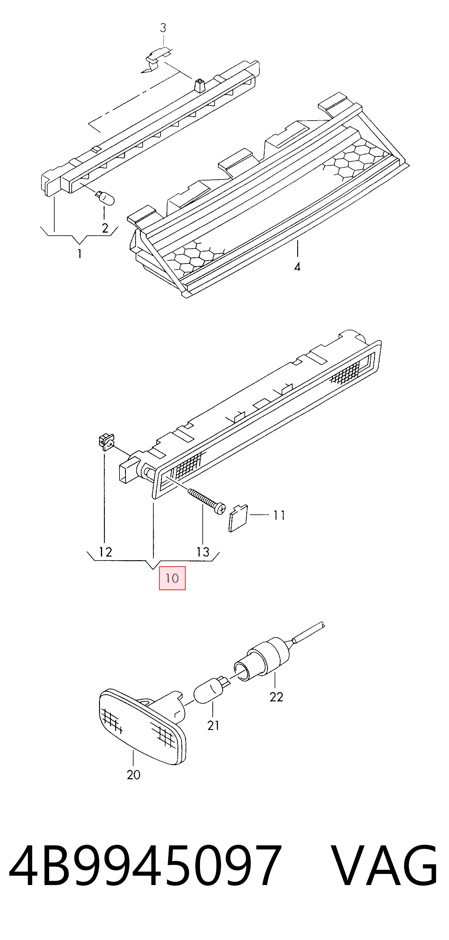 Стоп-сигнал VAG 4B9945097 ціна, від 50.68 USD