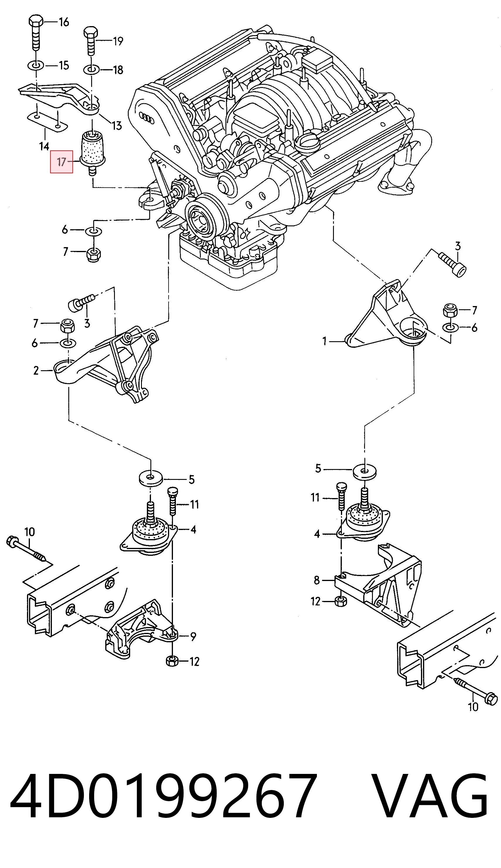 4D0199267 VAG Подушка передньої опори двигуна
