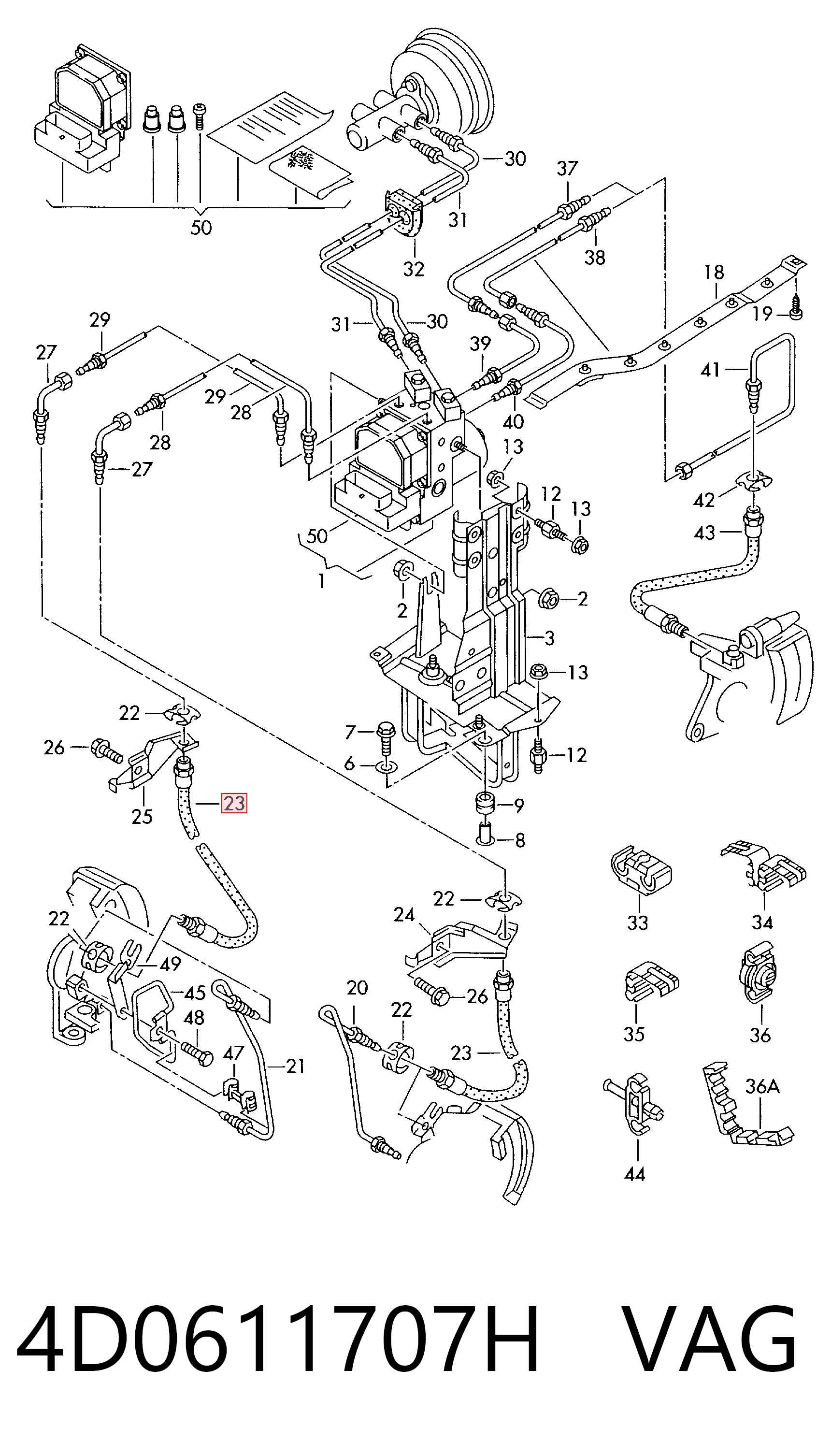 Шланг гальмівний передній VAG 4D0611707H ціна, від 5.94 USD