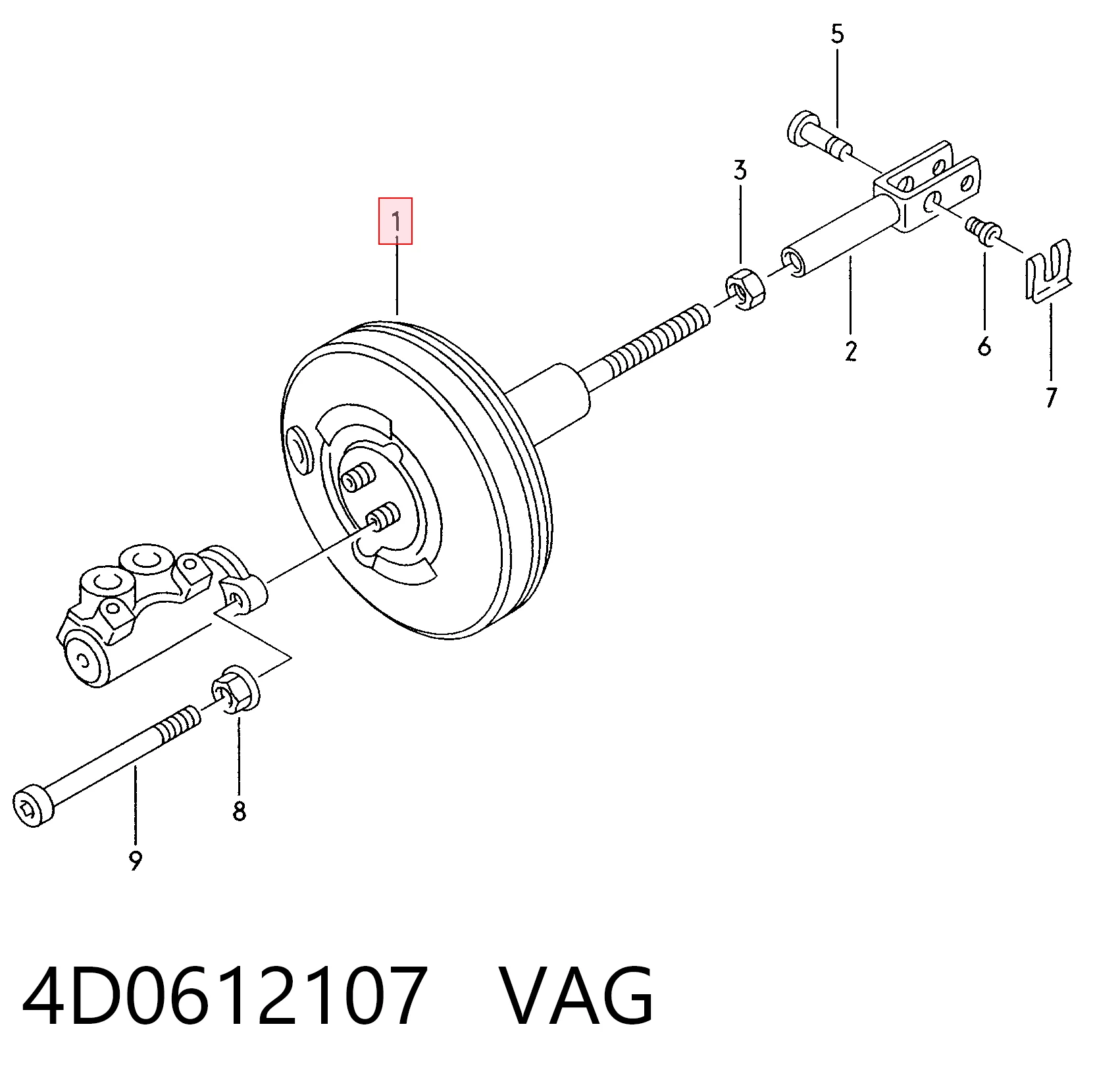 Підсилювач гальм вакуумний на Audi A8 D2 4D2, 4D8