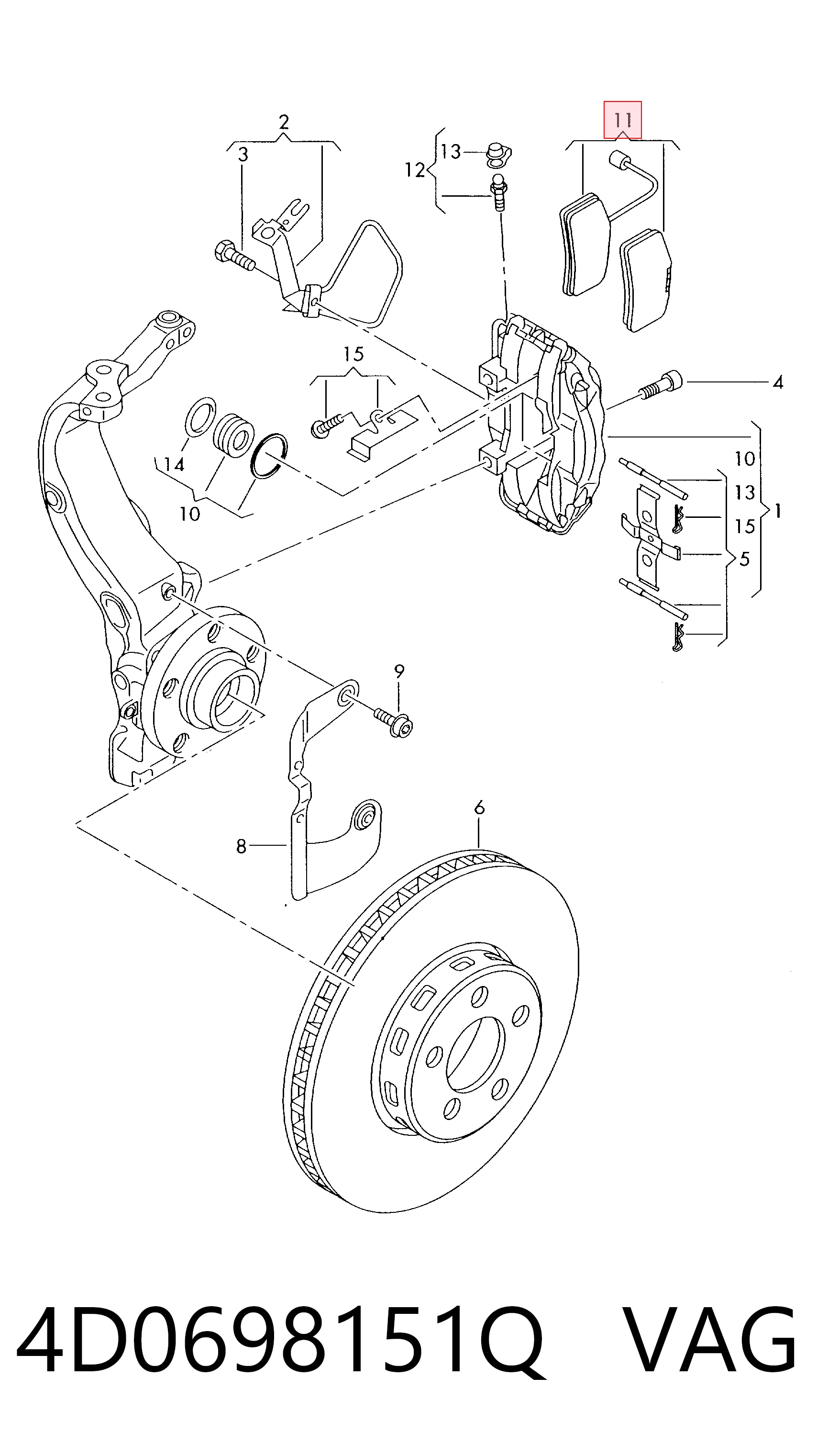 4D0698151Q VAG Передні гальмівні колодки