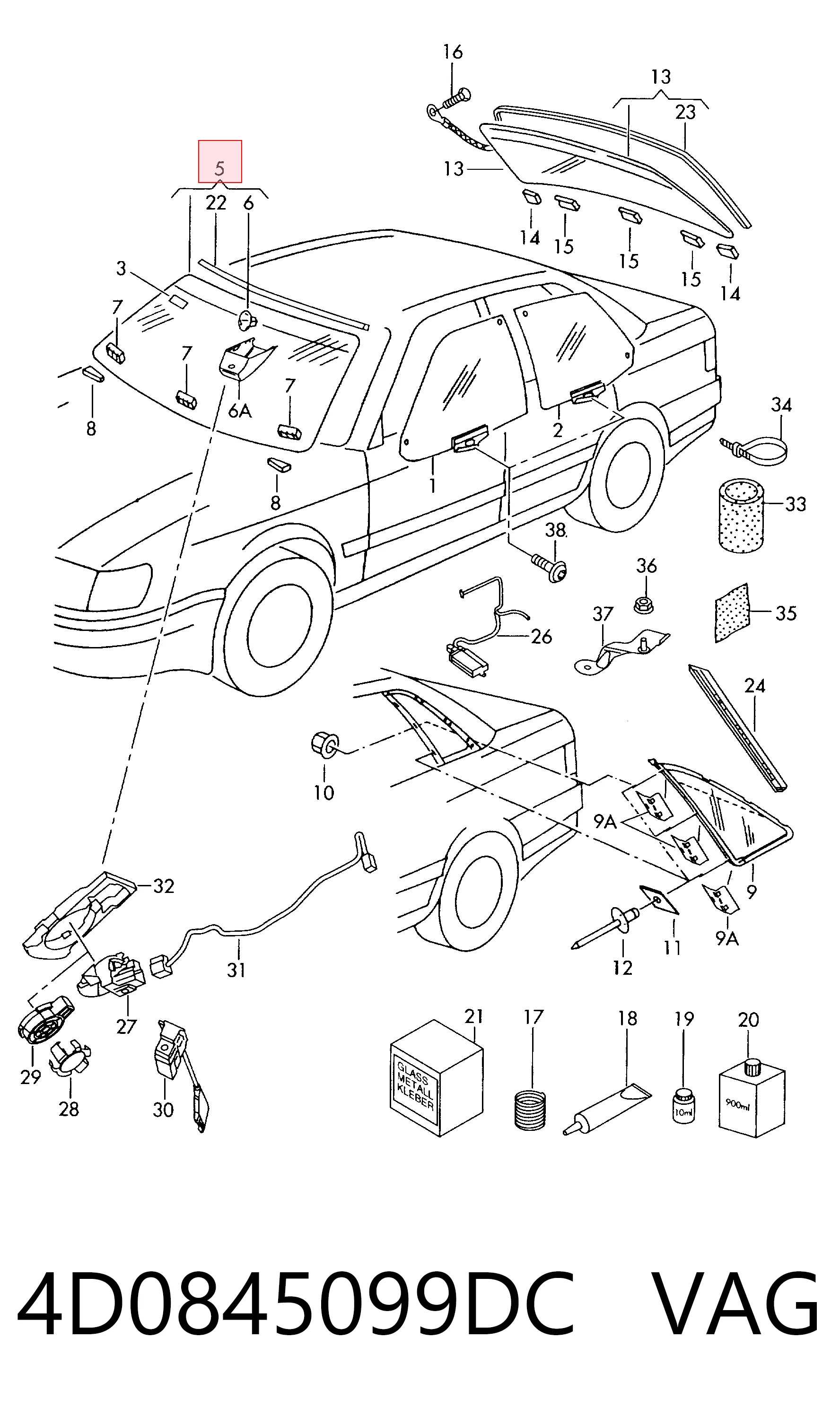 4D0845099DC VAG Автомобільне скло