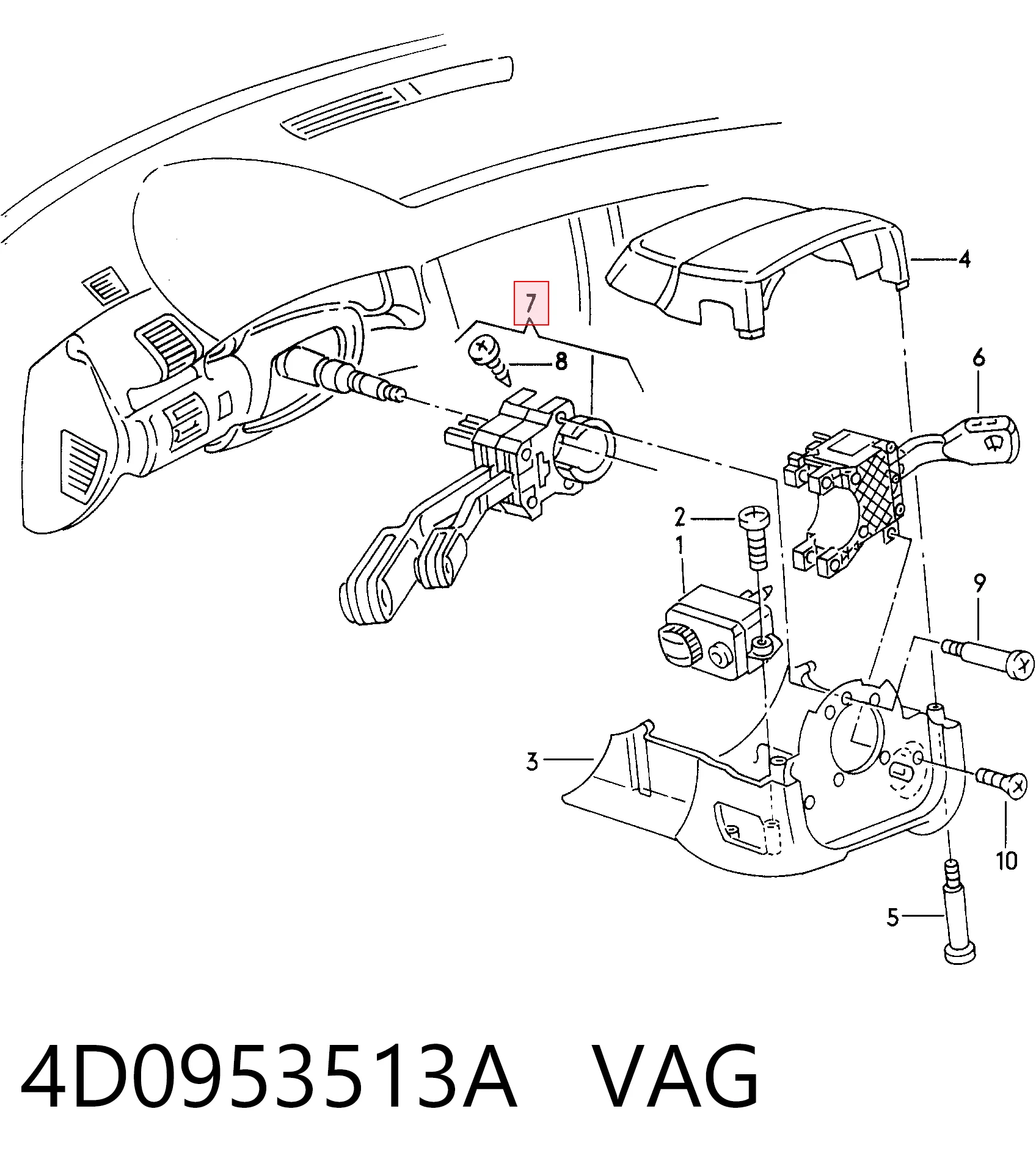 4D0953513A VAG Перемикач підрульовий, лівий