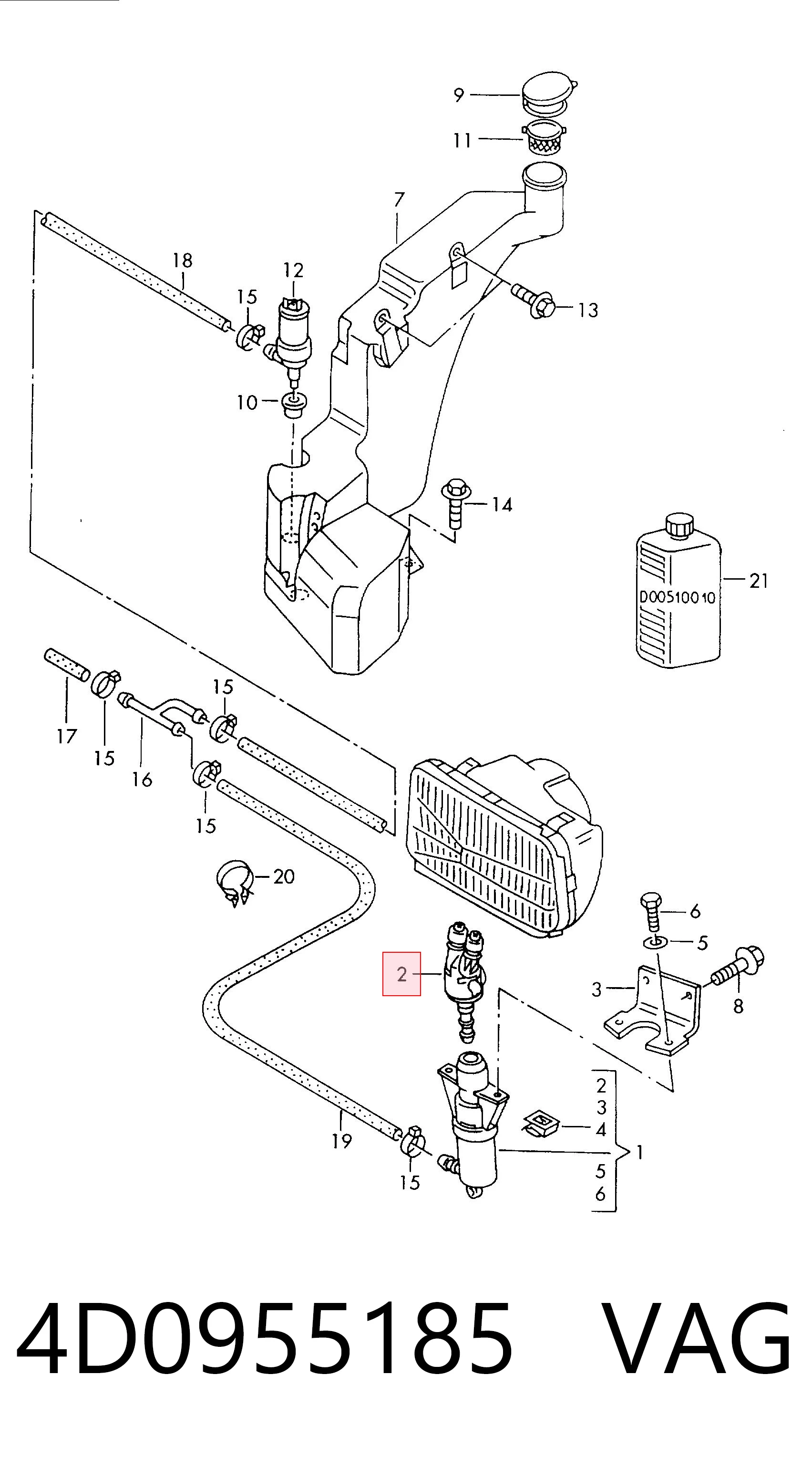 4D0955185 VAG Форсунка омивача фари передньої