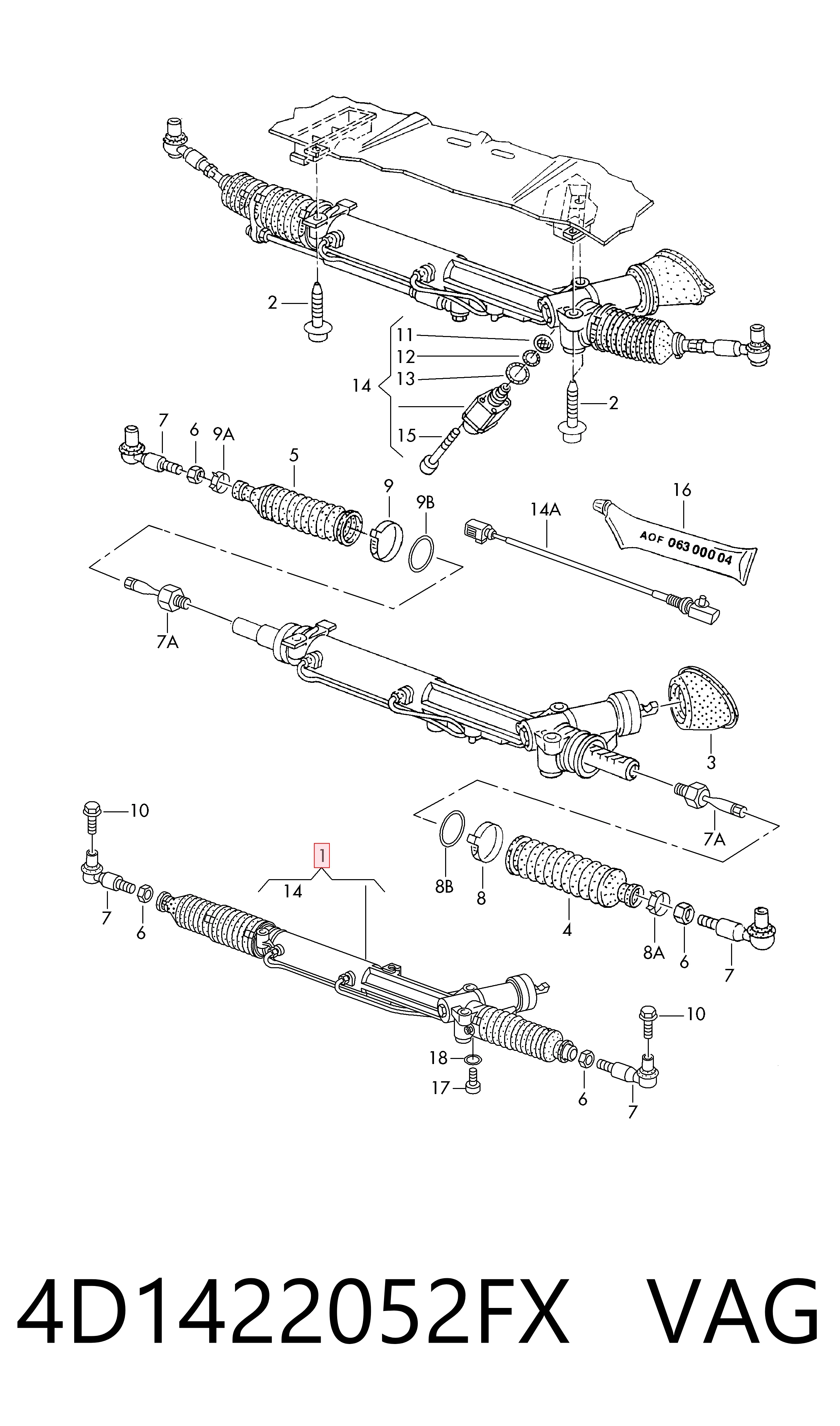 4D1422052FX VAG Рейковий рульовий механізм