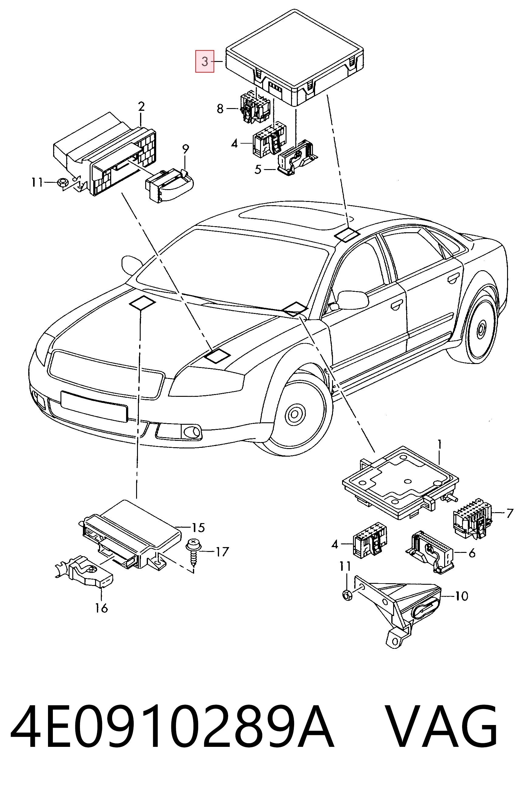 Блок комфорту Audi A8 D3 седан (4E2, 4E8) (2002 - 2010) ціна, від 44.35 USD