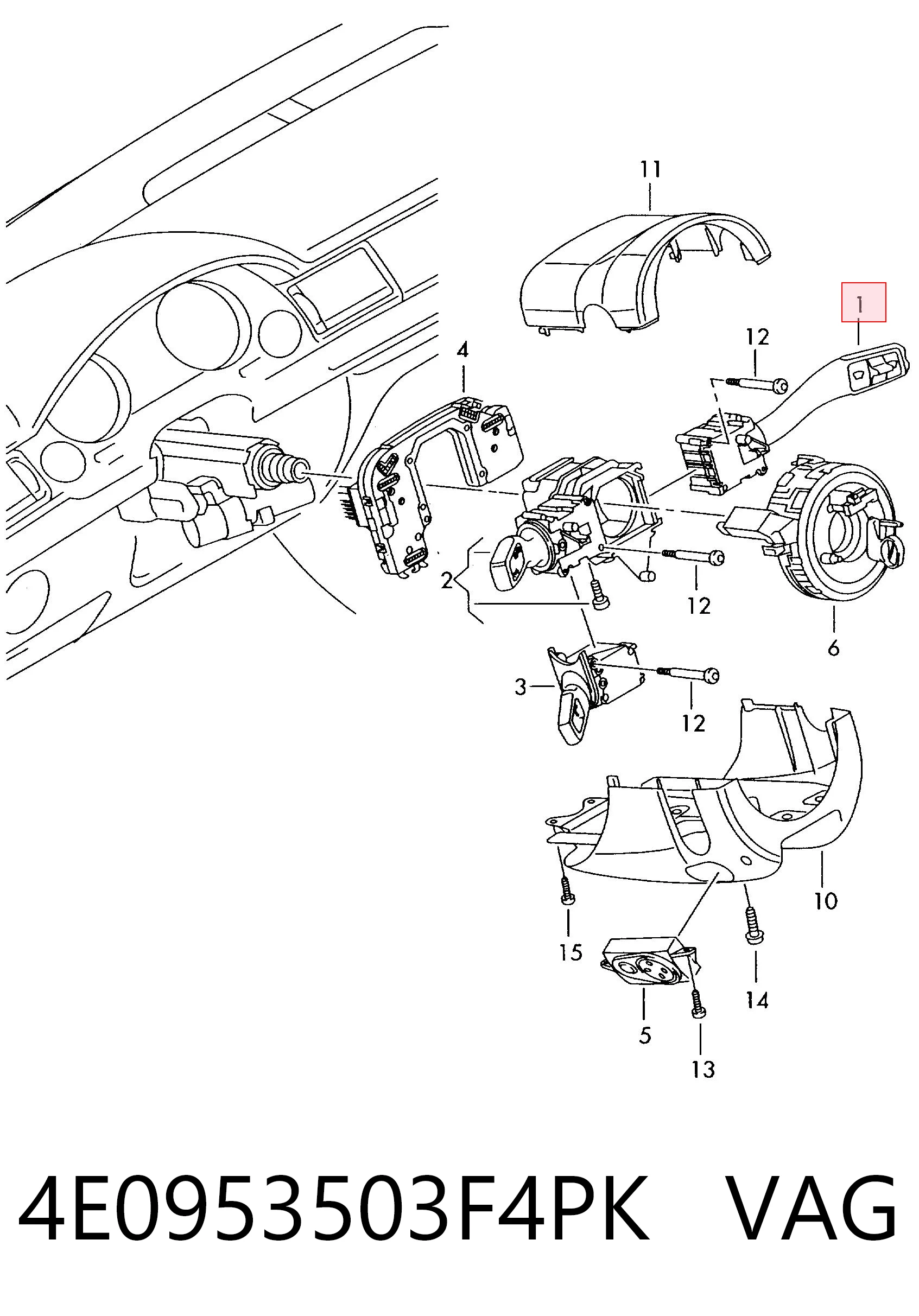 4E0953503F4PK VAG Перемикач підрульовий, правий