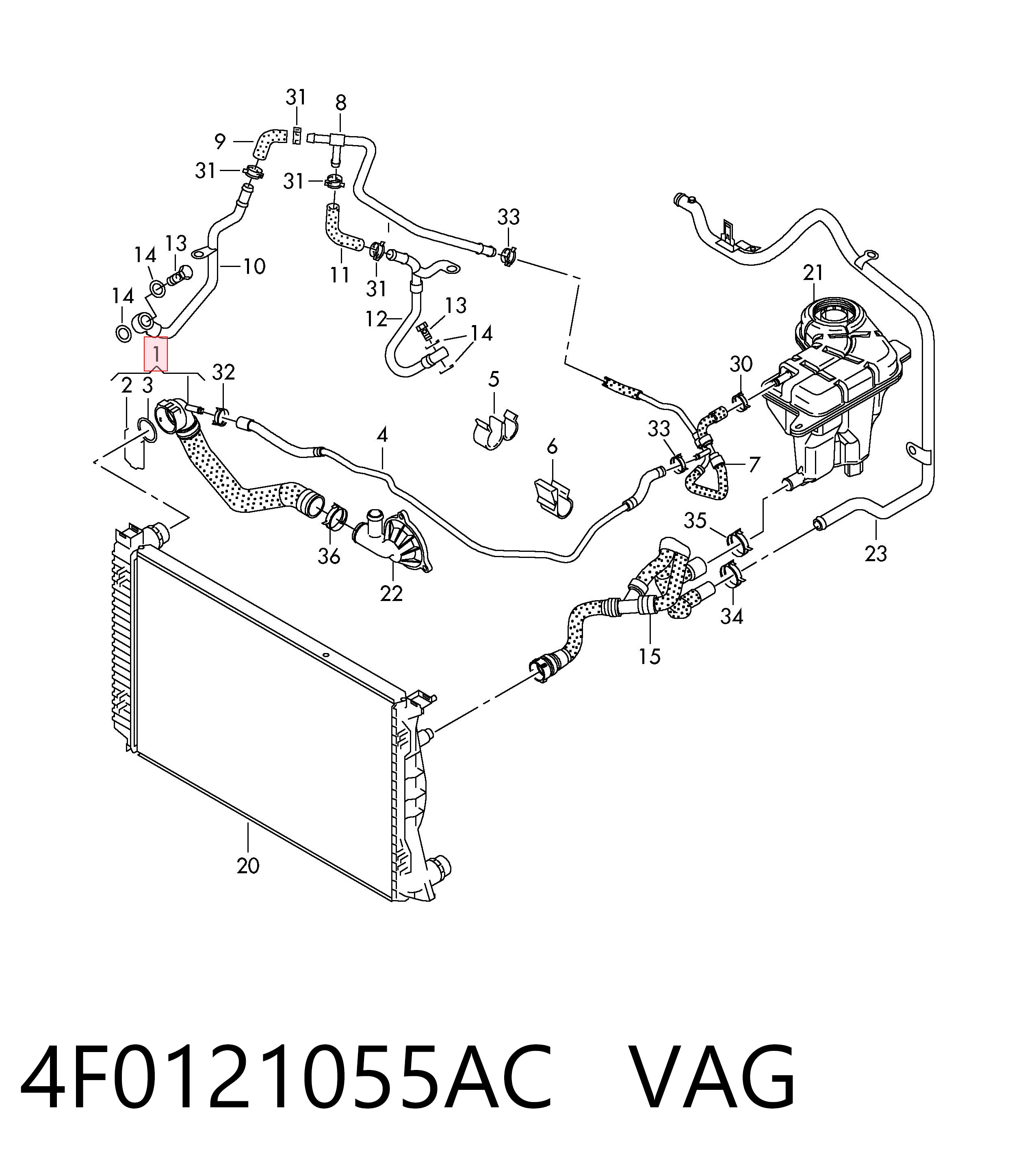 4F0121055AC VAG Патрубок системи охолодження