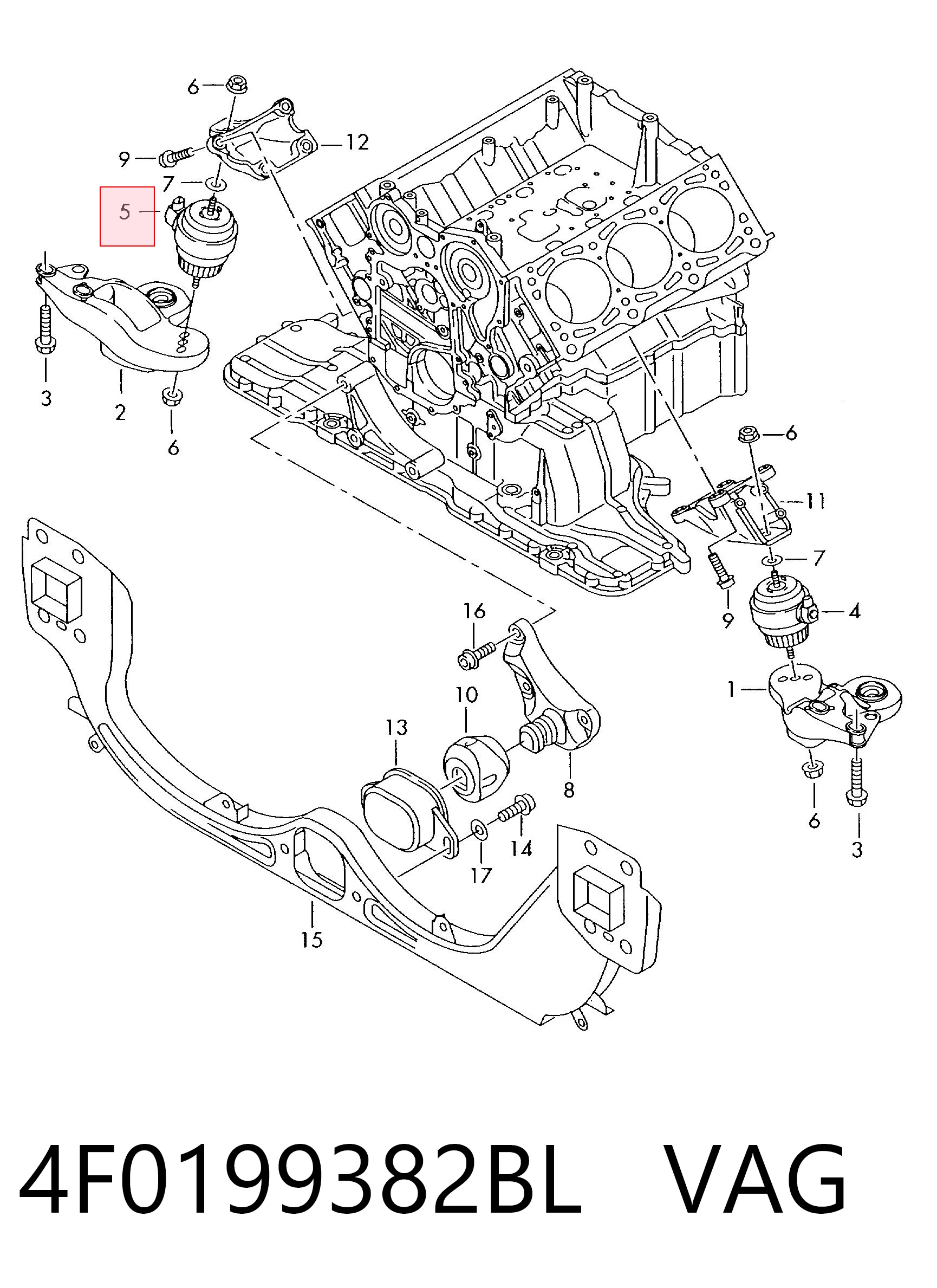 4F0199382BL VAG Права подушка мотора