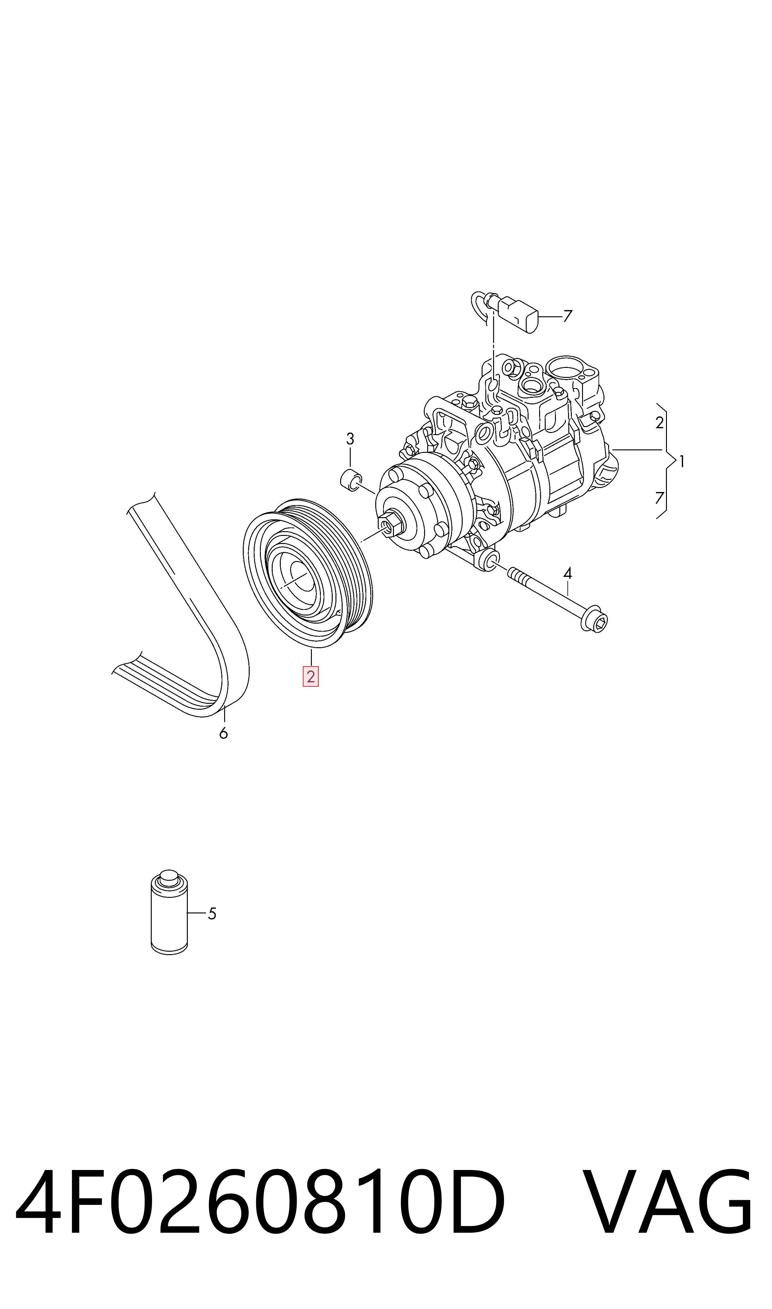 4F0260810D VAG Шків компресора кондиціонера