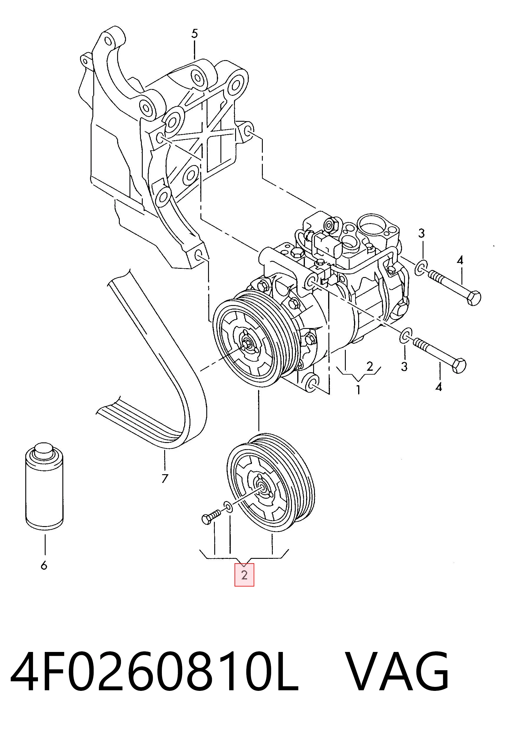 4F0260810L VAG Шків компресора кондиціонера