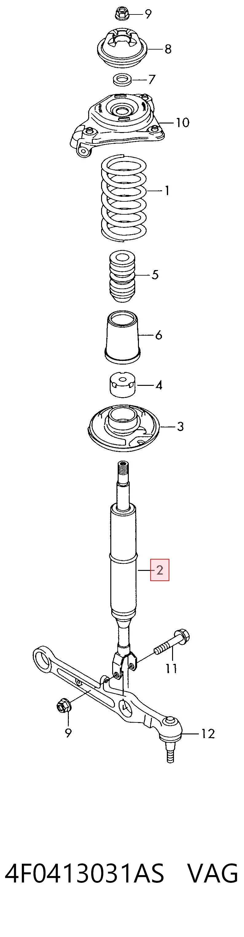 4F0413031AS VAG Стійка передня