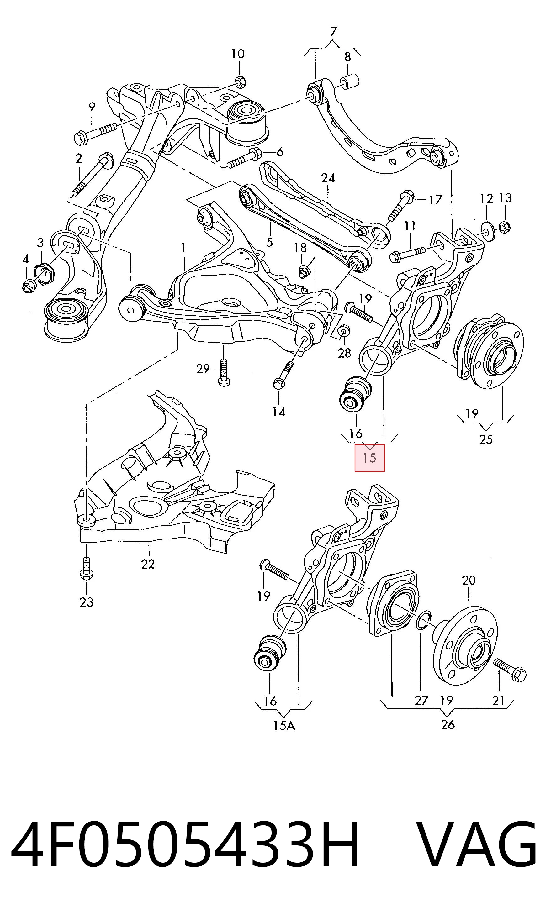 4F0505433H VAG Цапфа поворотна ліва