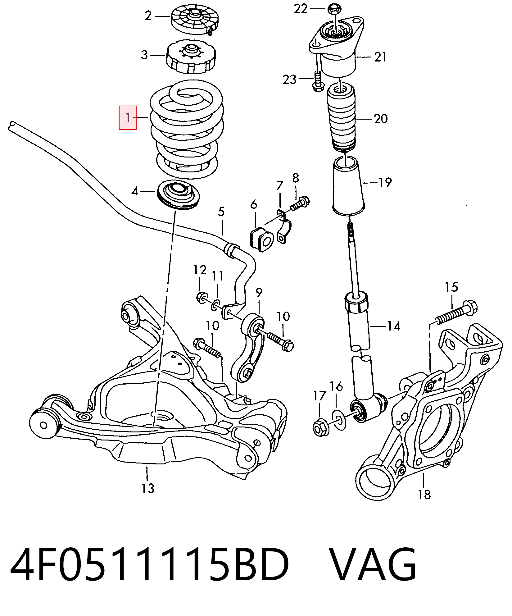 4F0511115BD VAG Пружина підвіски задня