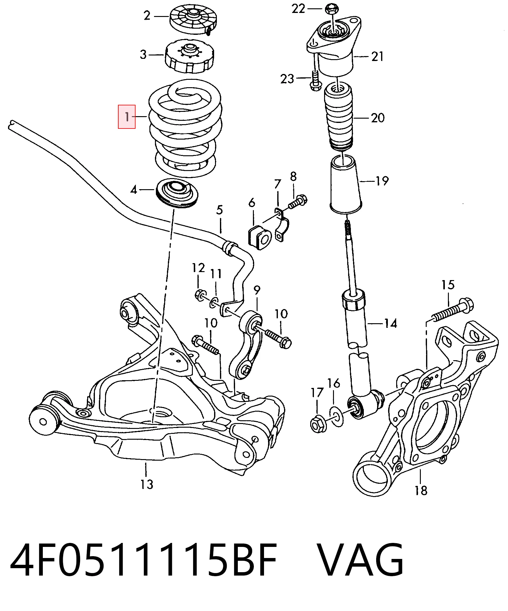4F0511115BF VAG Пружина підвіски задня