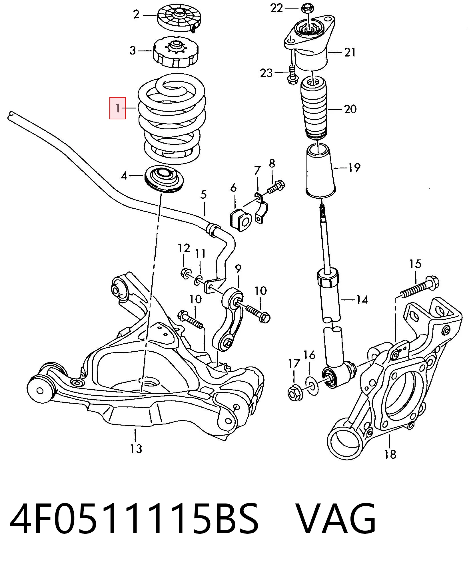 4F0511115BS VAG Пружина підвіски задня