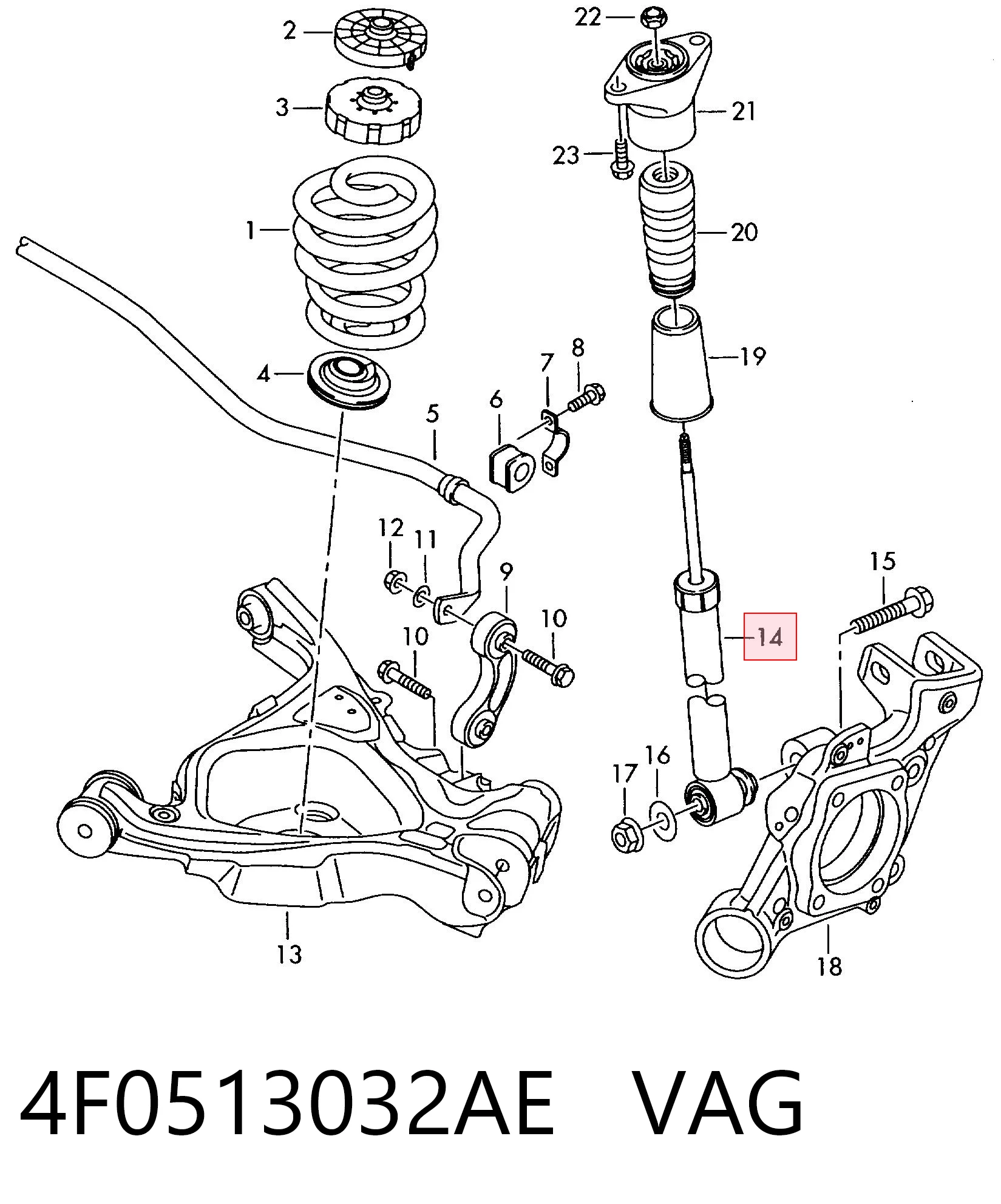 4F0513032AE VAG Амортизатори задні