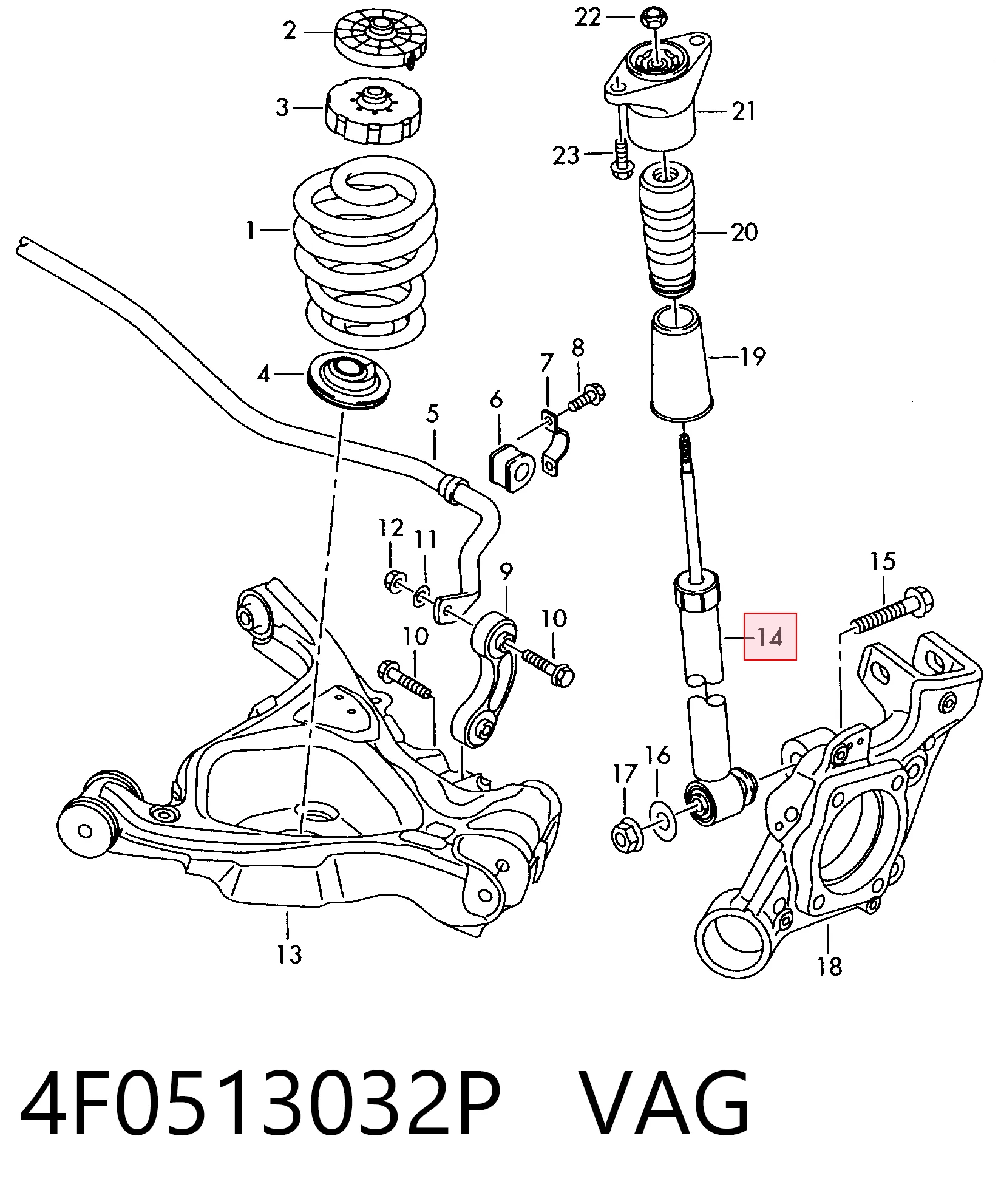 4F0513032P VAG Амортизатори задні