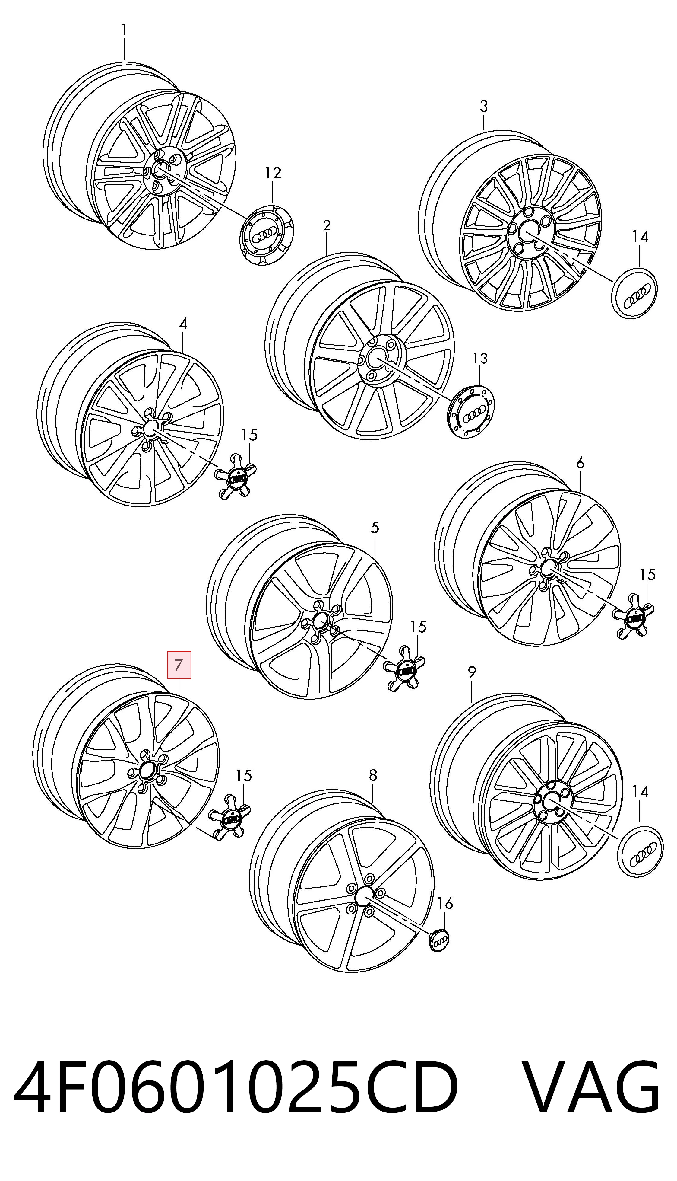 4F0601025CD VAG Диски колісні литі (легкосплавні, титанові)