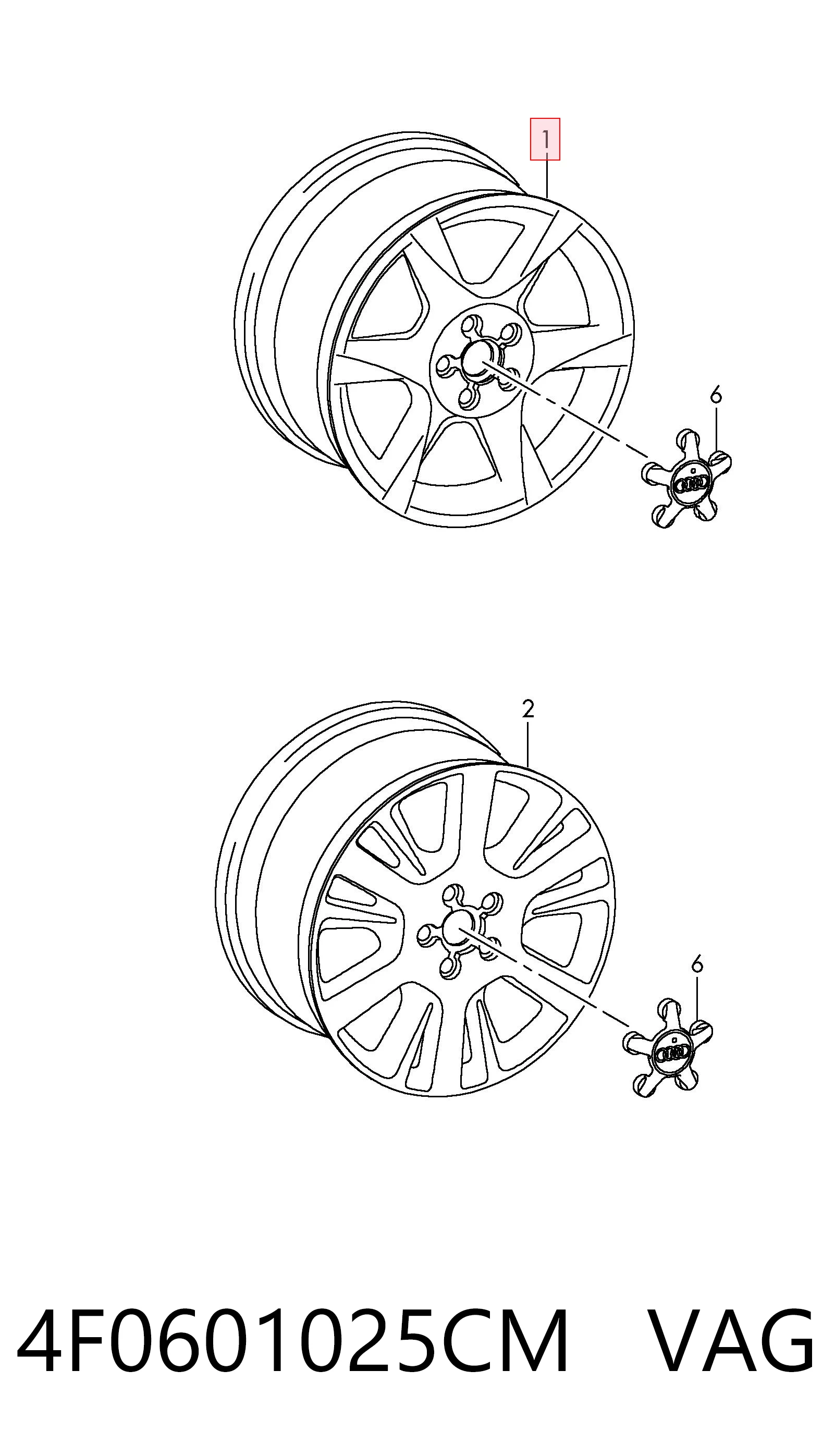 4F0601025CM VAG Диски колісні литі (легкосплавні, титанові)
