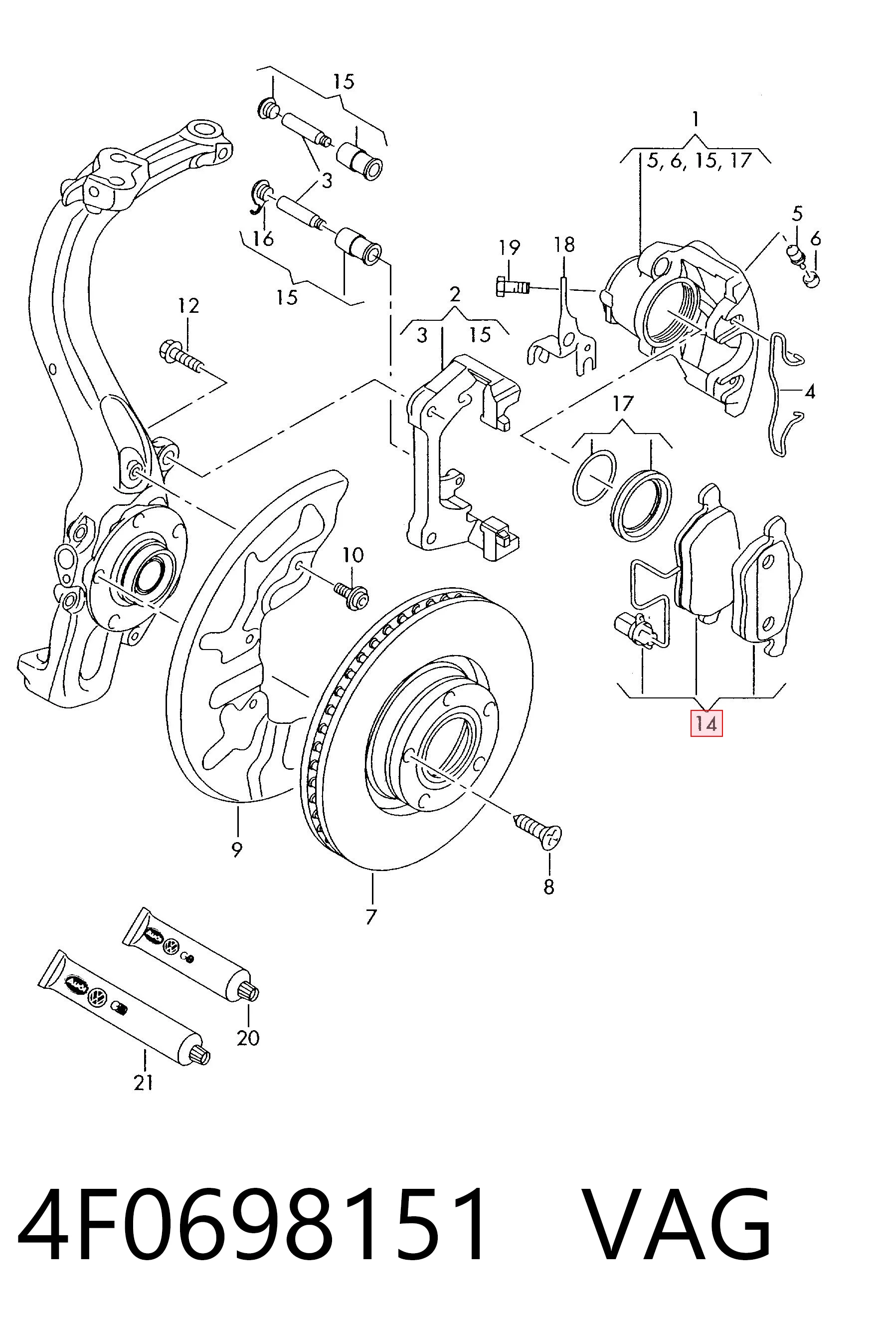 4F0698151 VAG Передні гальмівні колодки