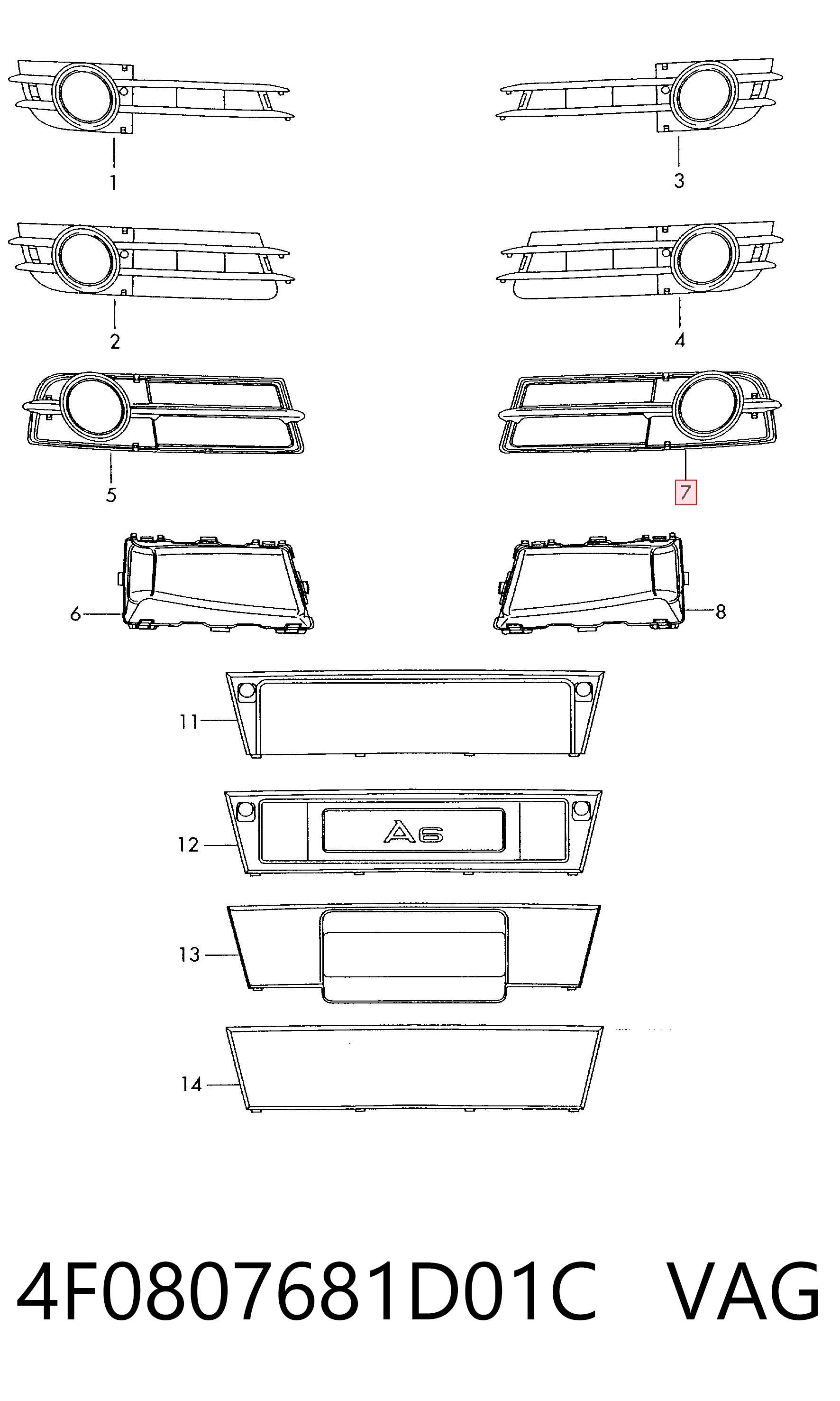4F0807681D01C VAG Заглушка протитуманок, ліва