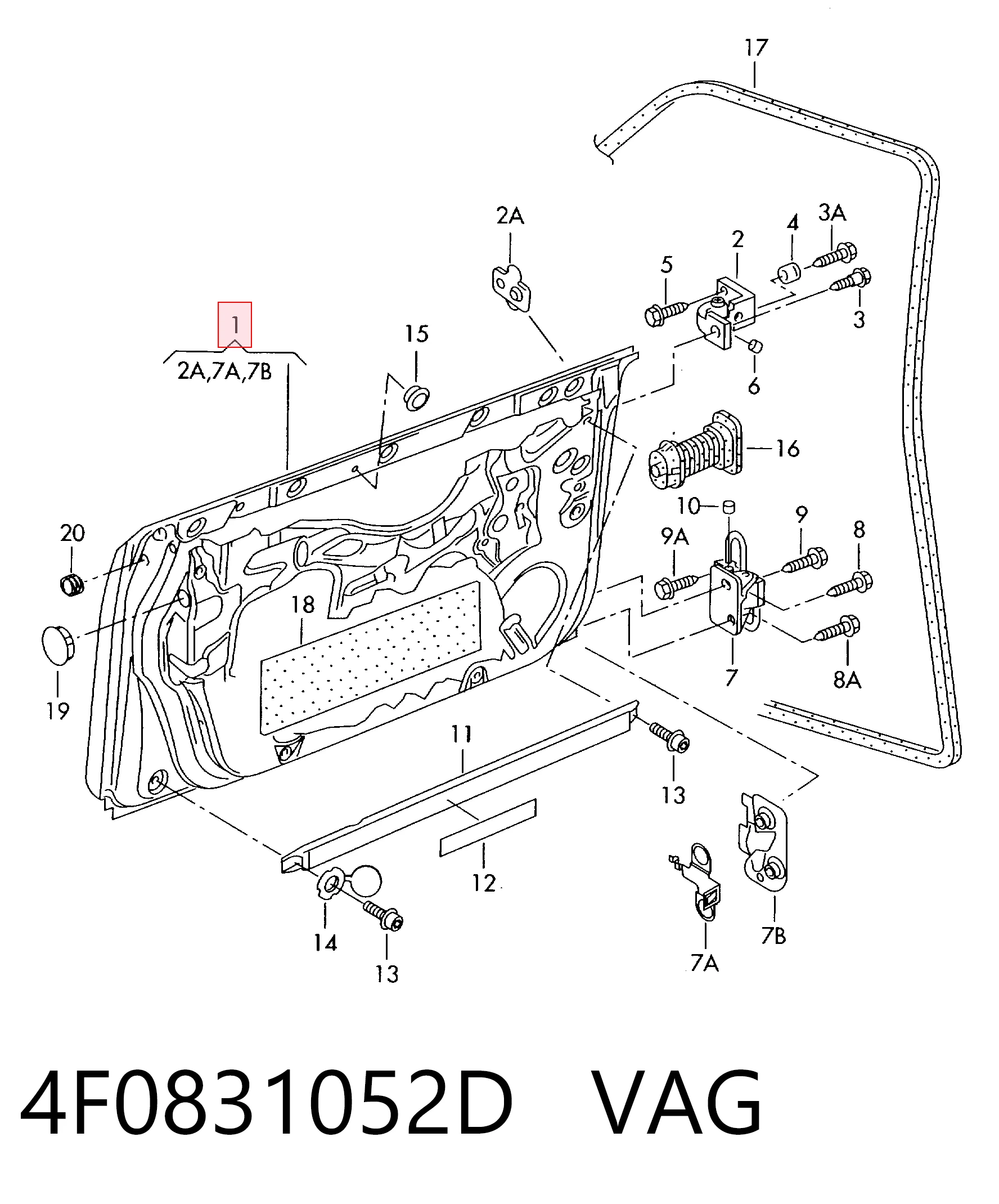 4F0831052D VAG Пасажирські передні двері