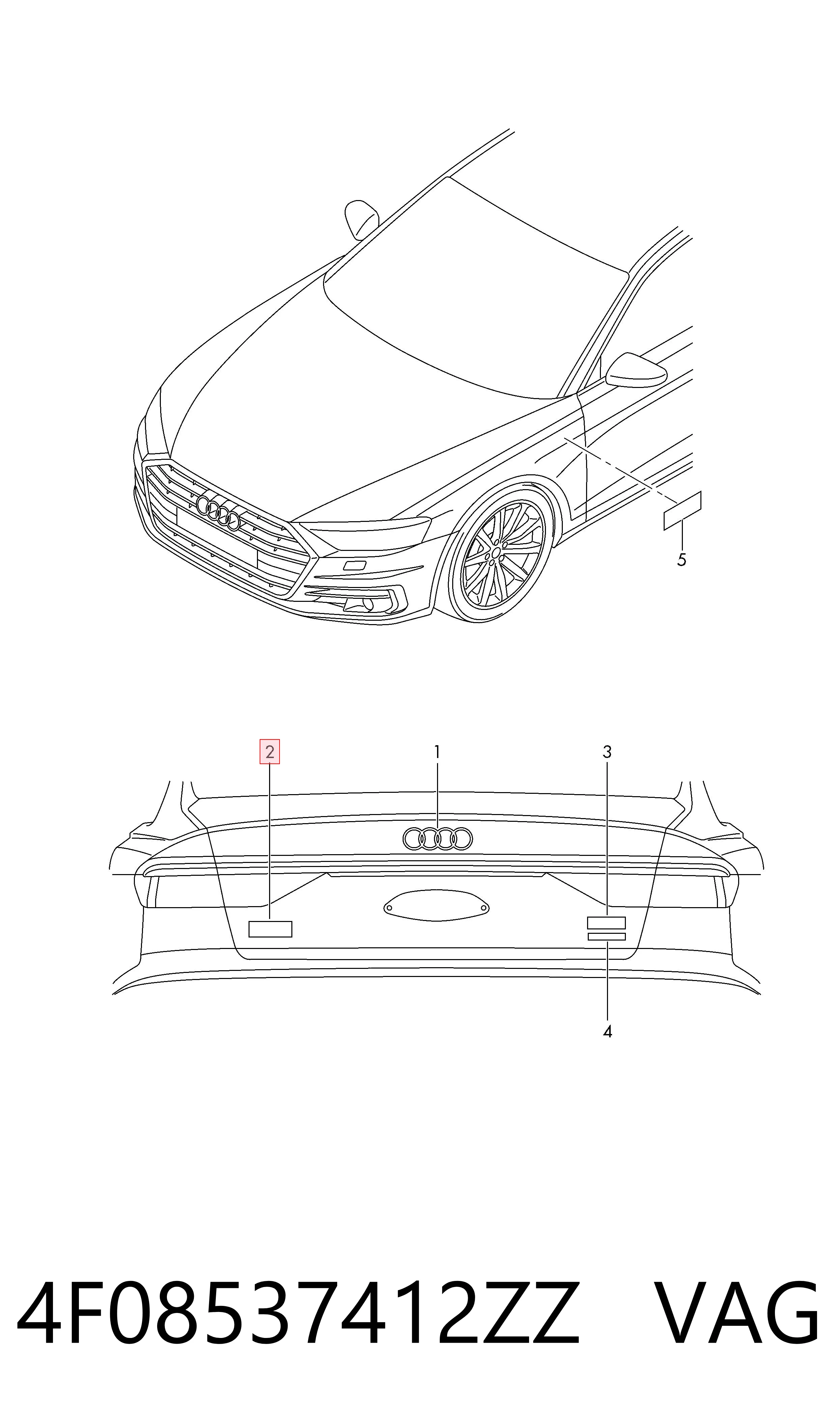 Емблема на кришку багажника, фірм.значок Audi A6 C7 седан (4G2, 4GC) (2010 - 2019) ціна, від 6.97 USD
