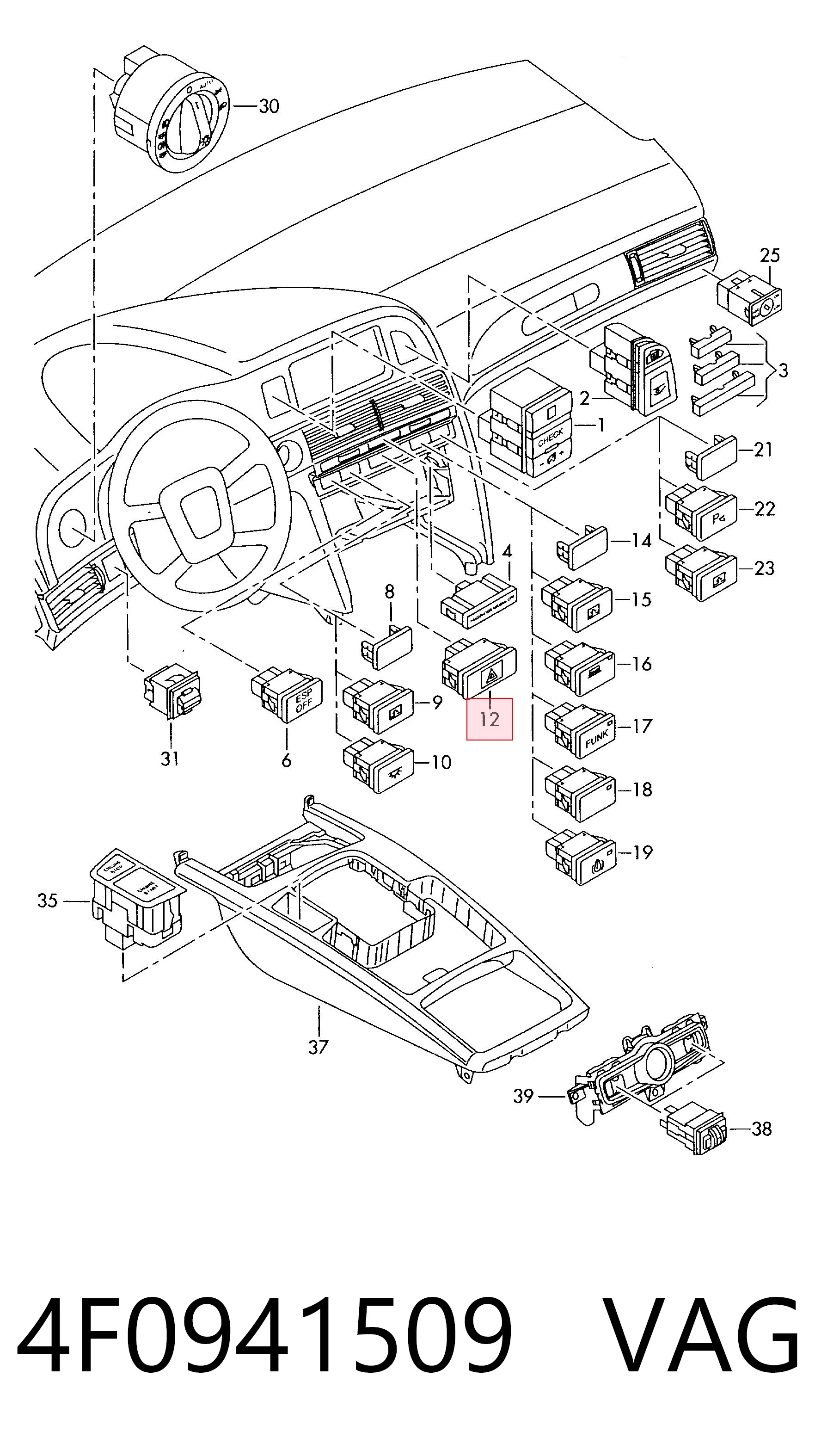 4F0941509 VAG Аварійна кнопка