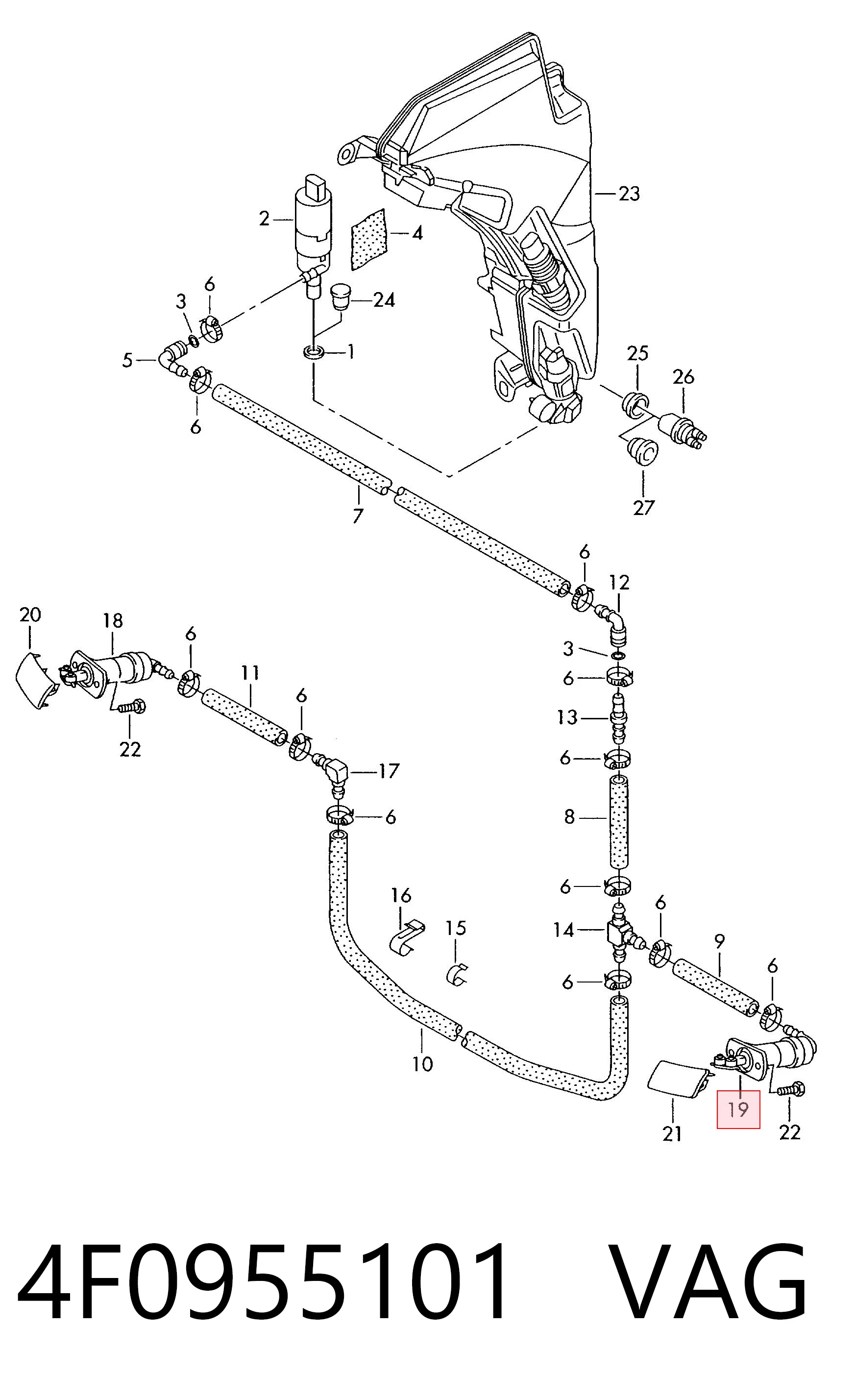 Форсунка омивача фари передньої, лівою VAG 4F0955101 ціна, від 12.53 USD