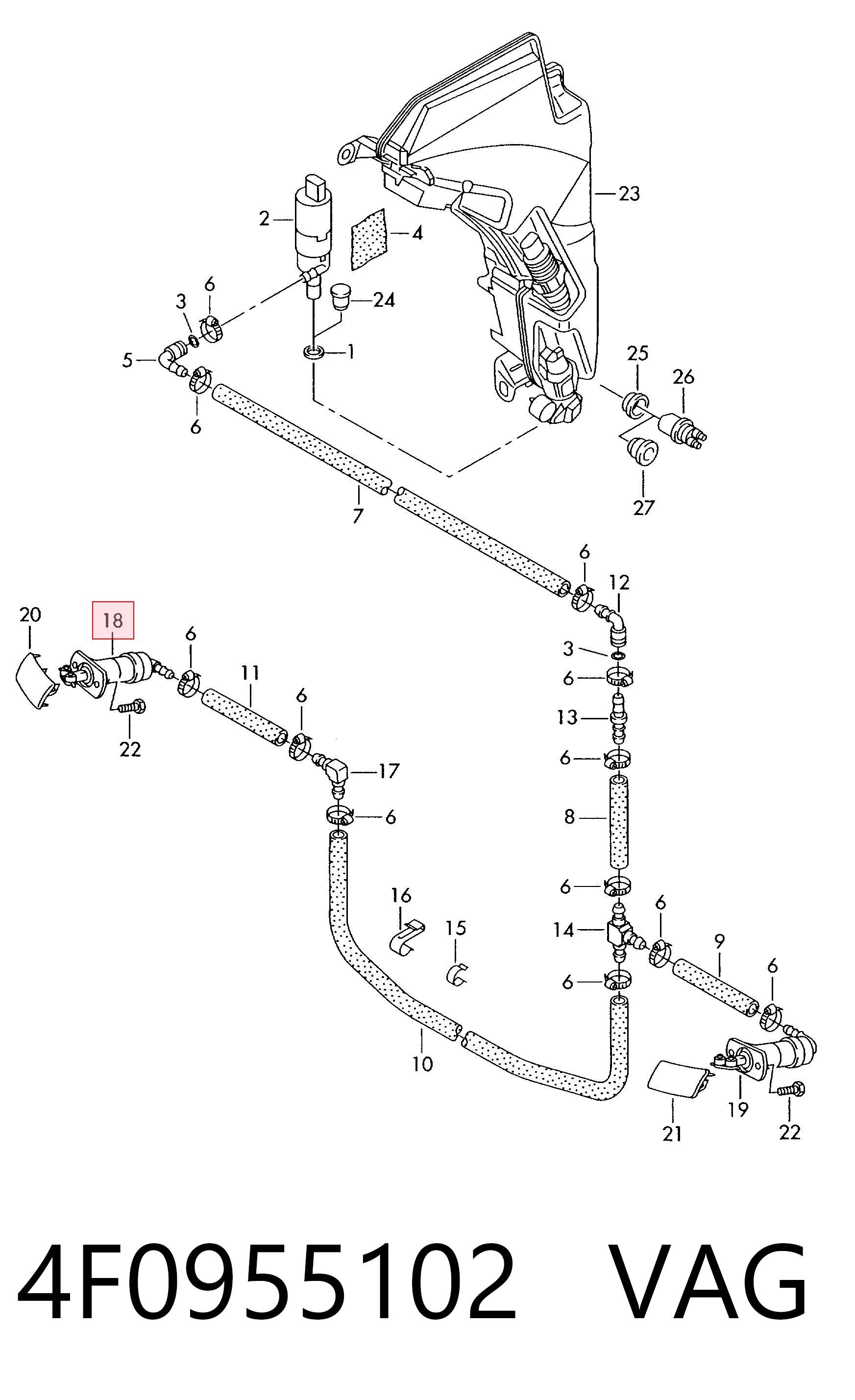 4F0955102 VAG Форсунка омивача фари передньої, правої