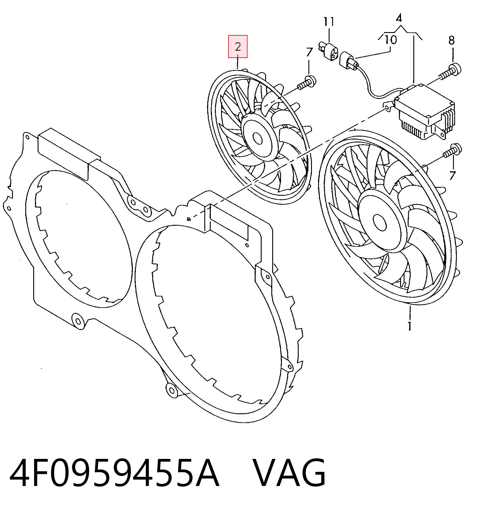 4F0959455A VAG Вентилятор системи охолодження правий