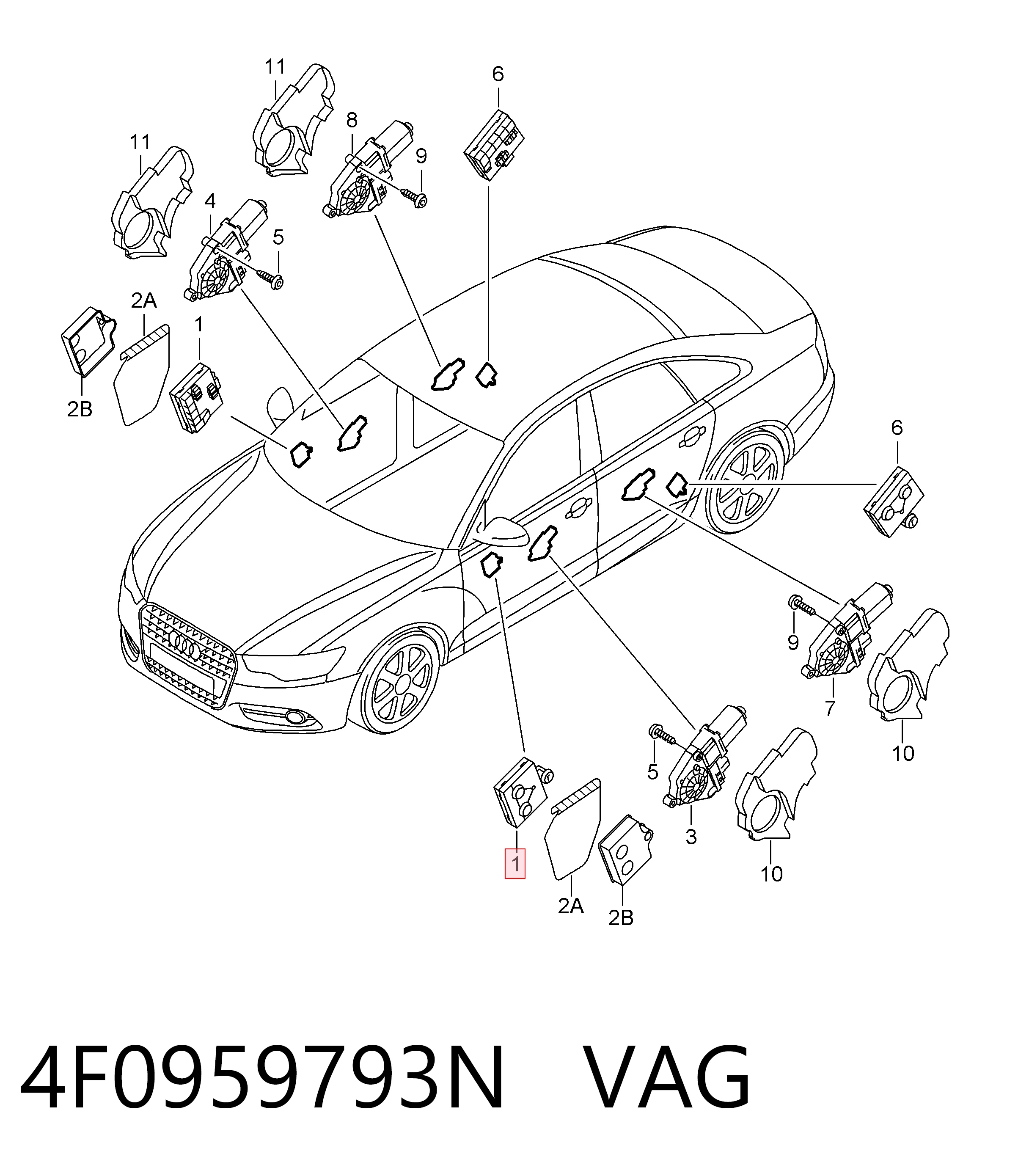 4F0959793N VAG Блок комфорту передніх дверей