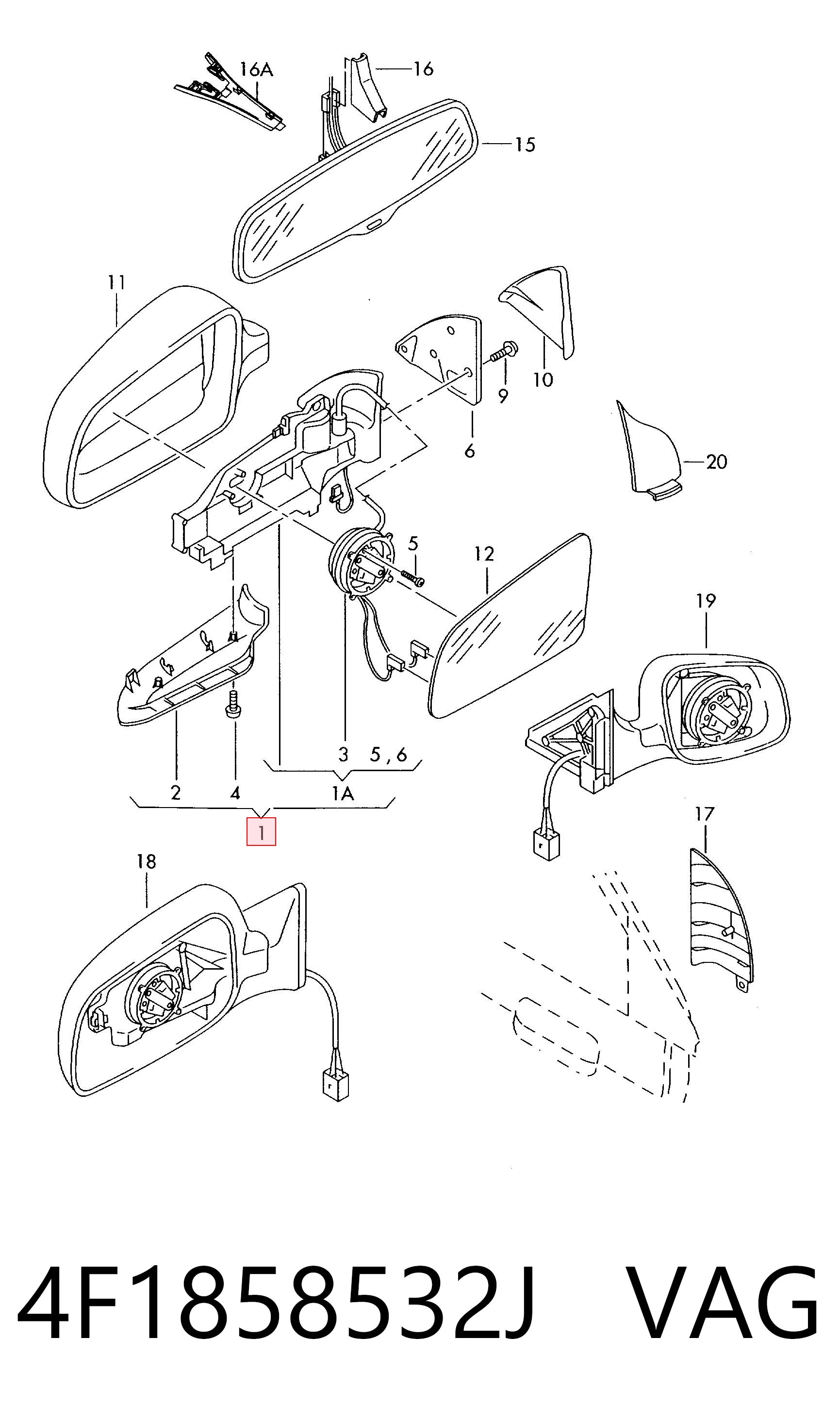 Праве бокове дзеркало Diamond/DPA 4F1858532J