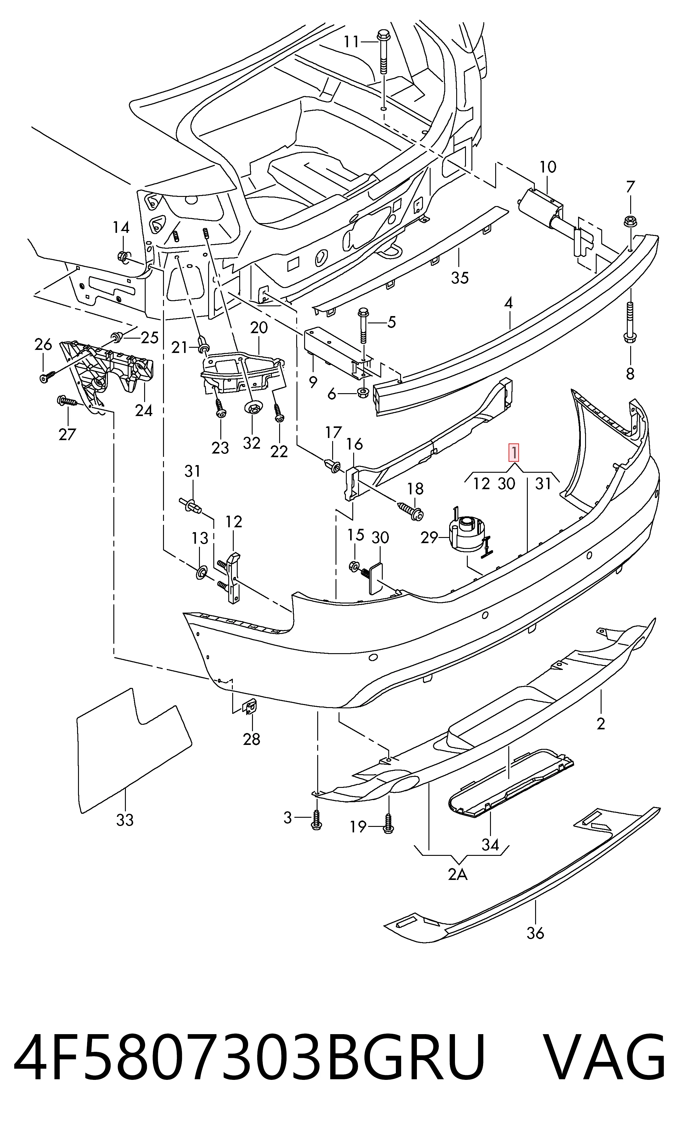 Буфер (бампер) задній на Audi A6 C6 4F2