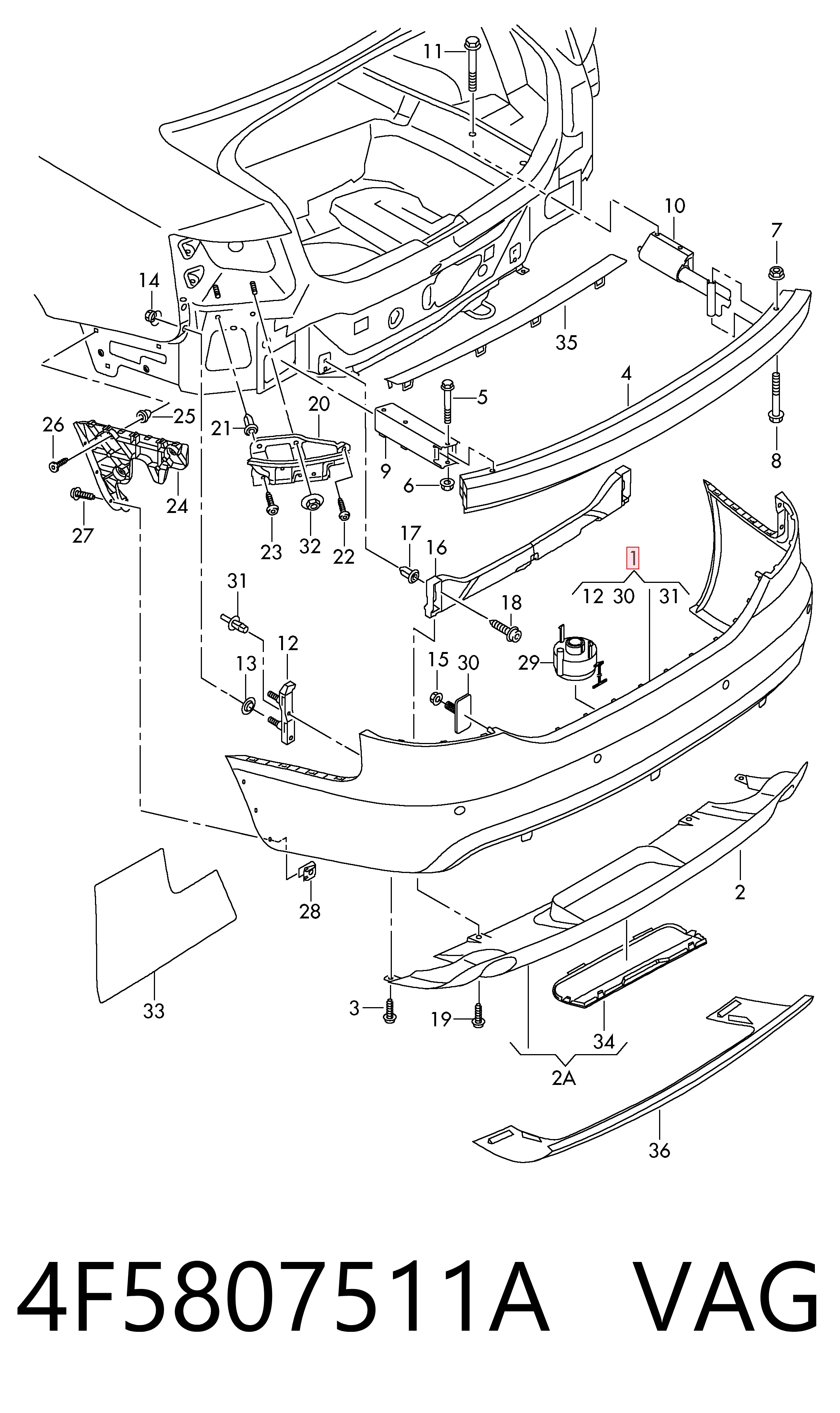 Купити Задній бампер Audi A6 C5 4B5, 4B6