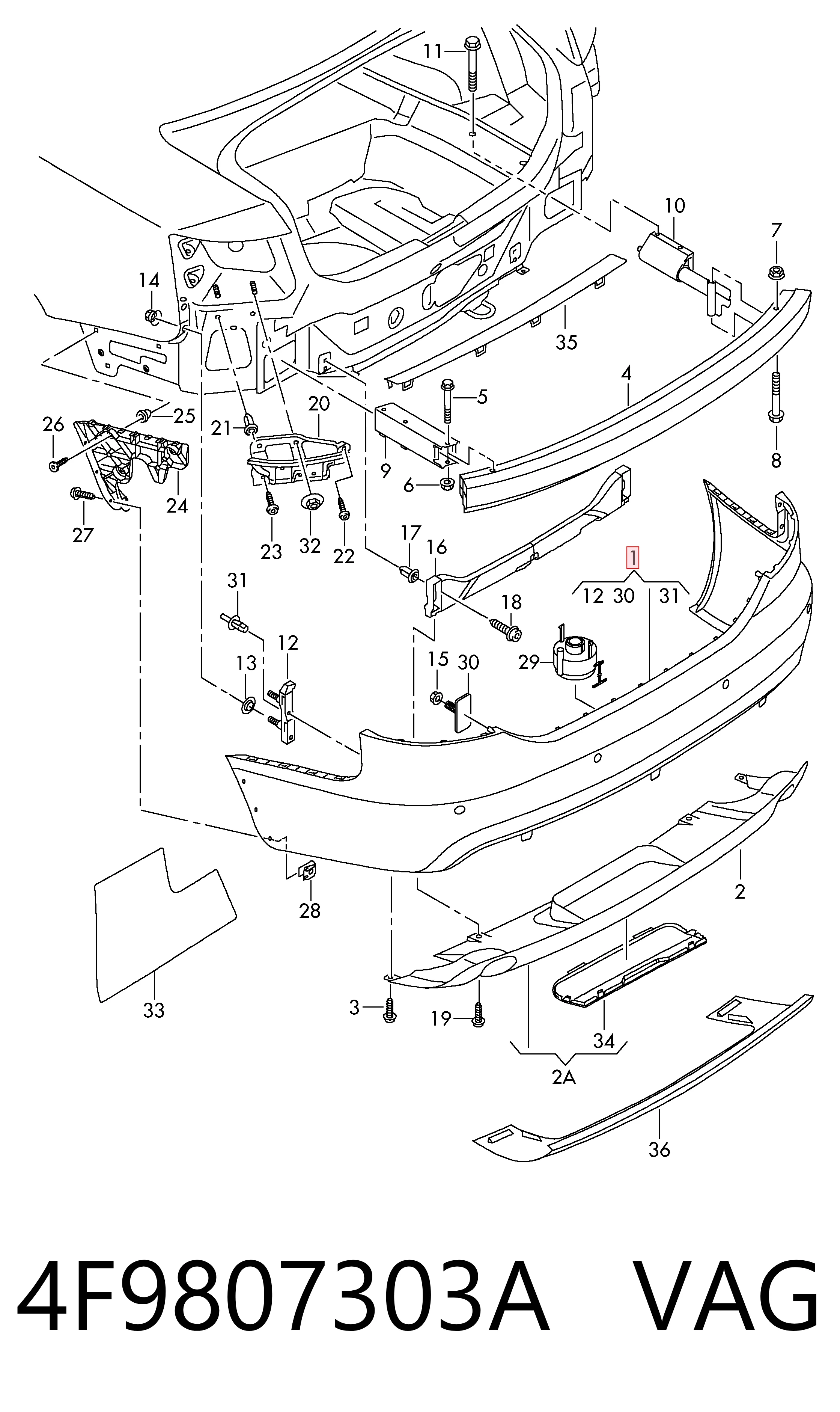 Буфер (бампер) задній на Audi A6 C6 4F5
