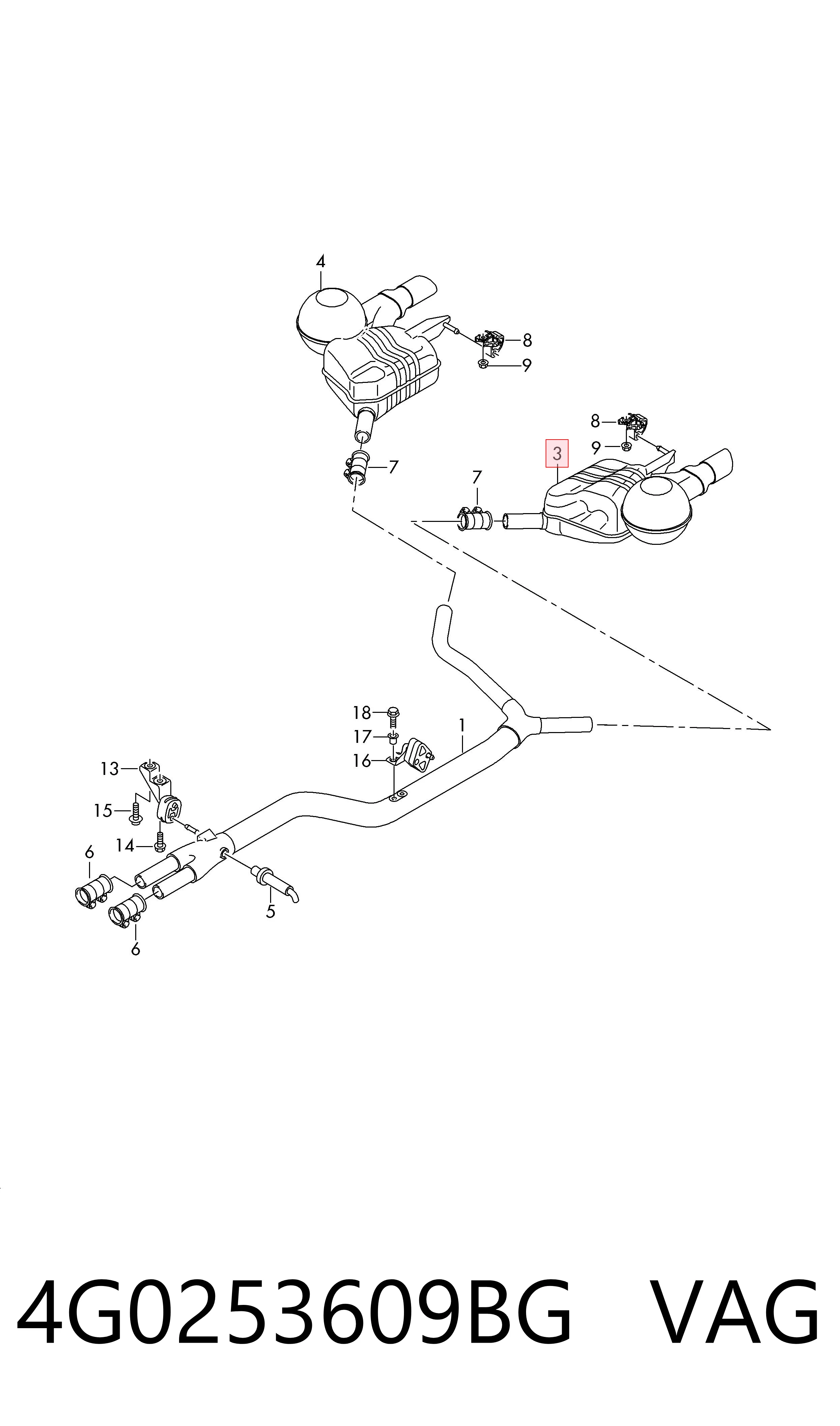 4G0253609BG VAG Глушник, задня частина
