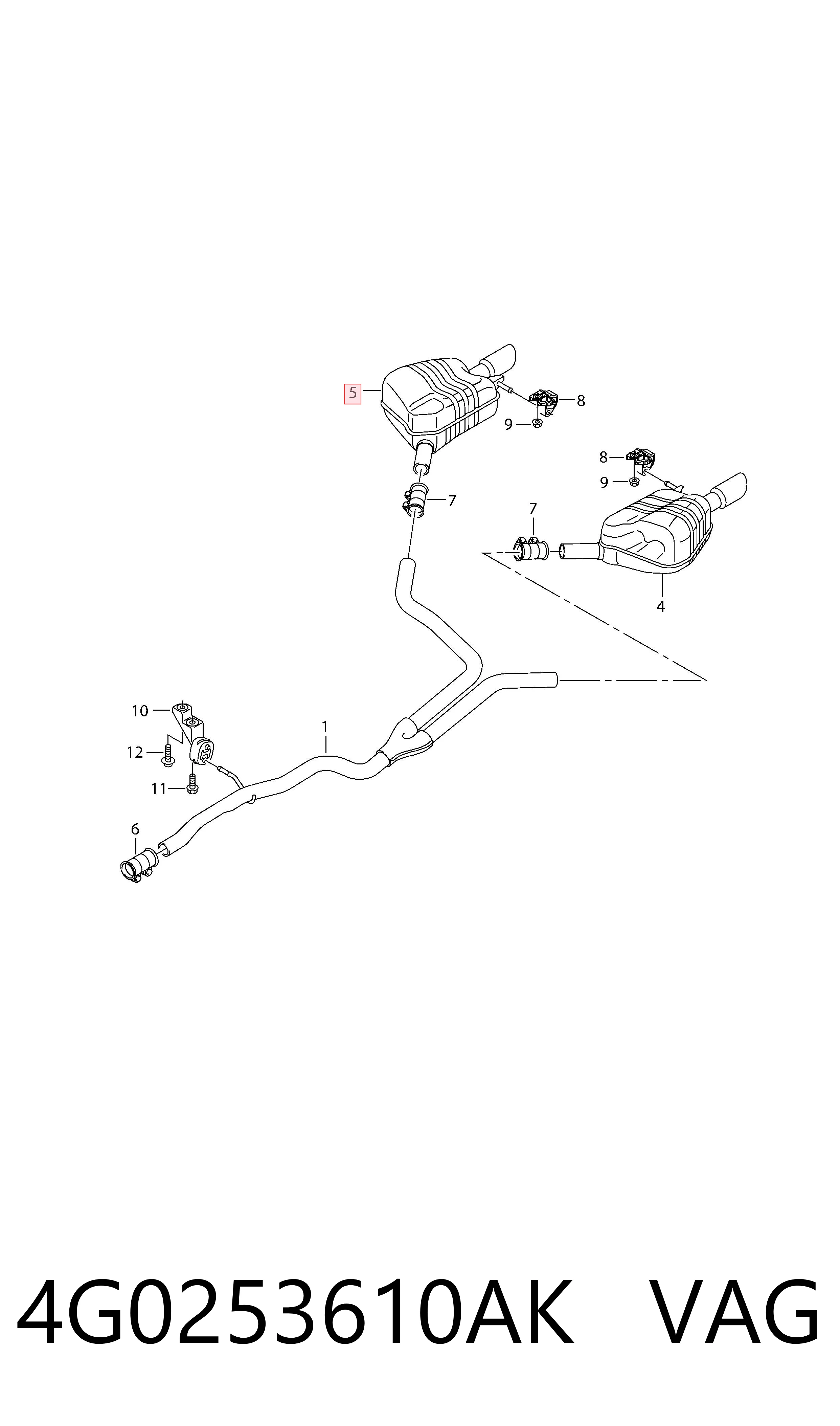 Глушник, задня частина на Audi A7 Sportback 4GA, 4GF