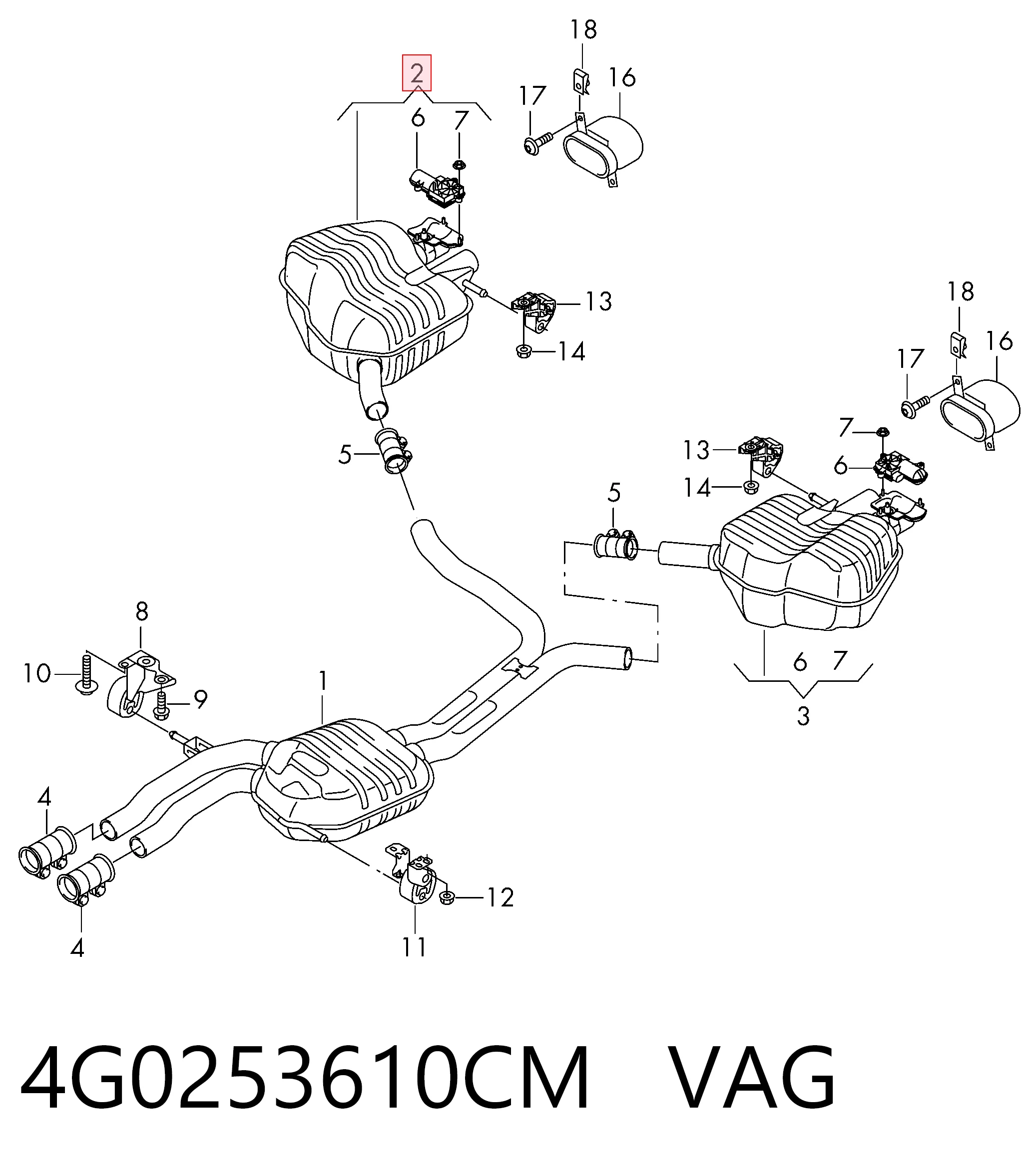 4G0253610CM VAG Глушник, задня частина