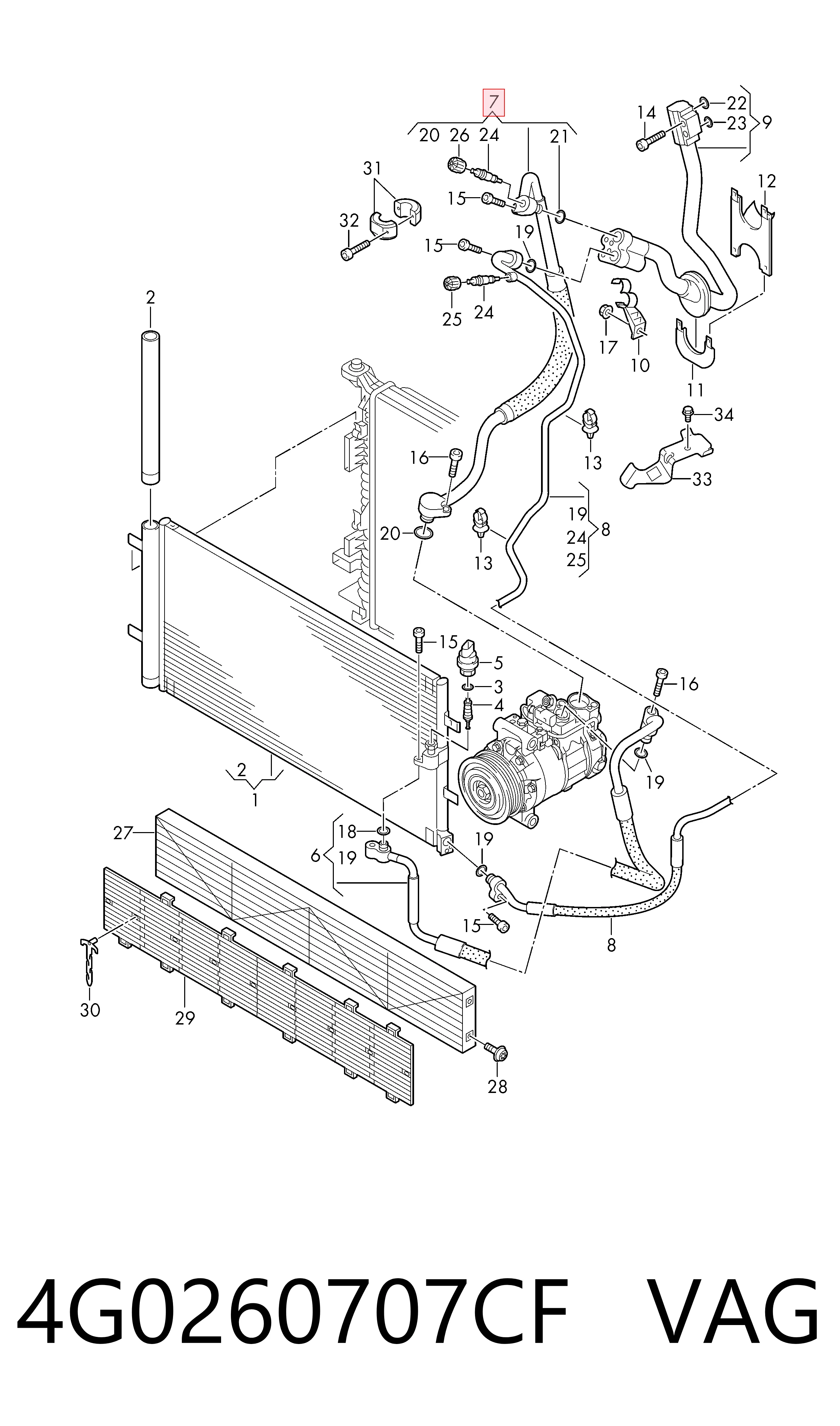 4G0260707CF VAG Шланг кондиціонера, від випарника до компресора