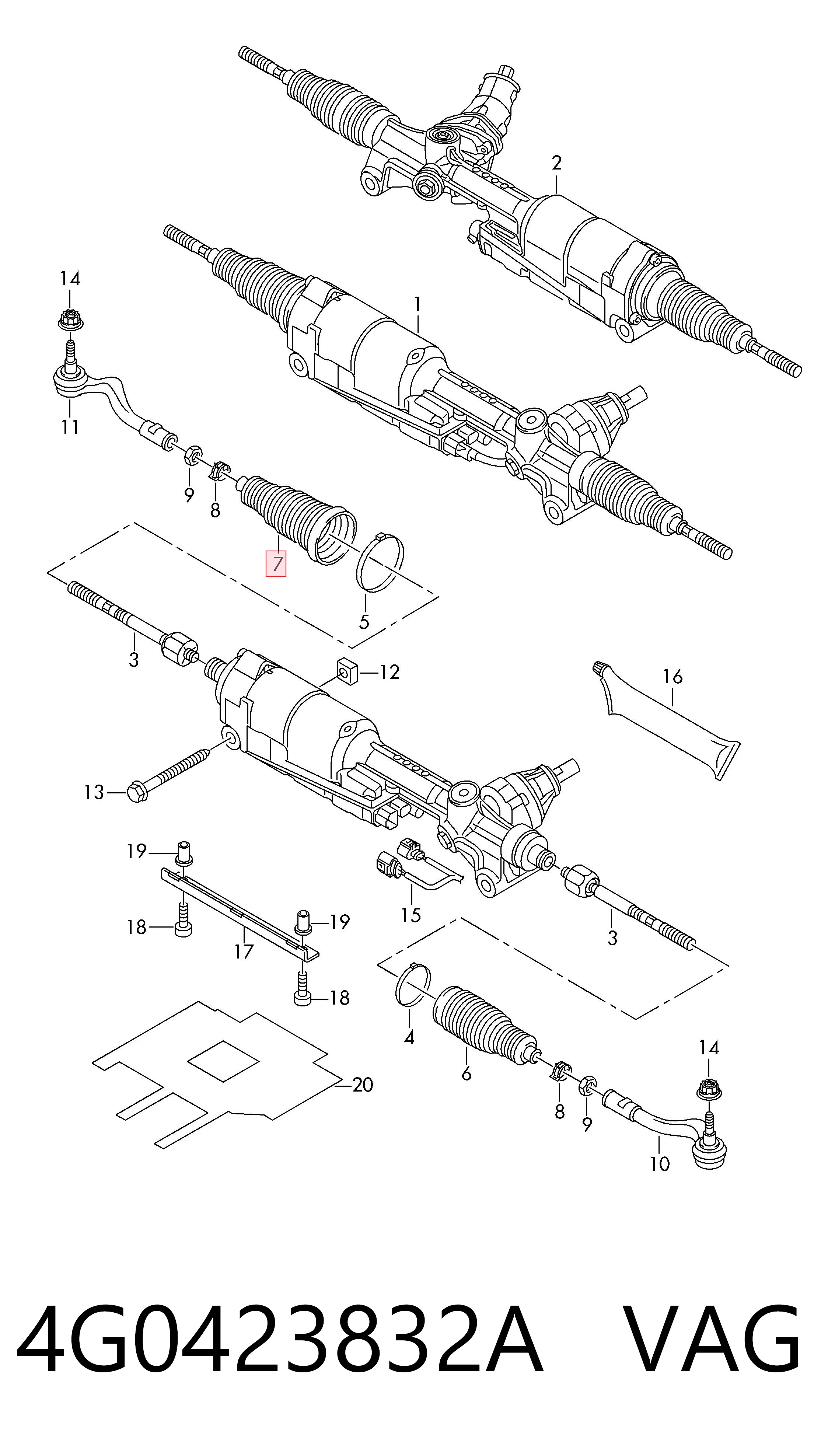 4G0423832A VAG Пильник рульового механізму/рейки, правий