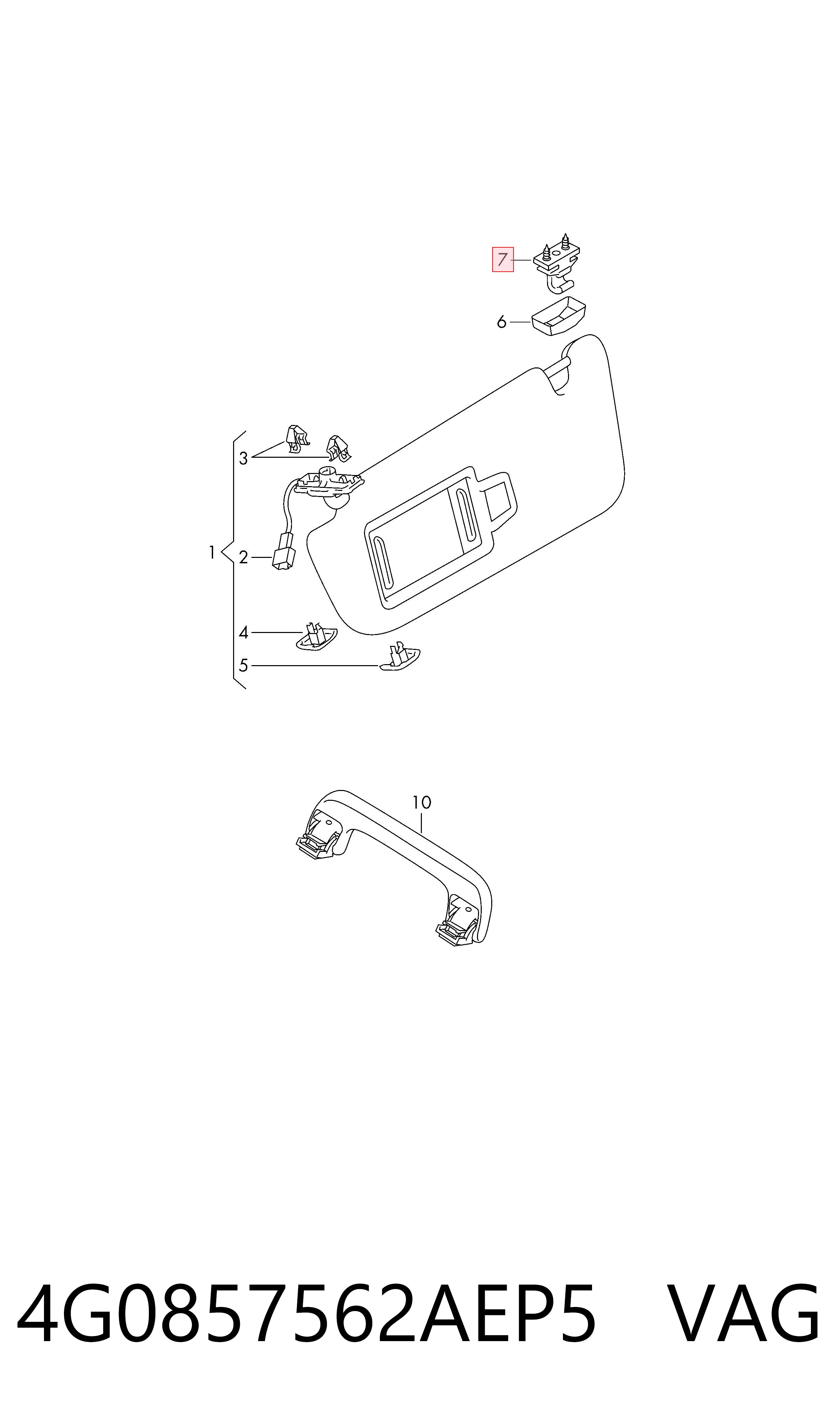 4G0857562AEP5 VAG Фіксатор сонцезахисного козирка