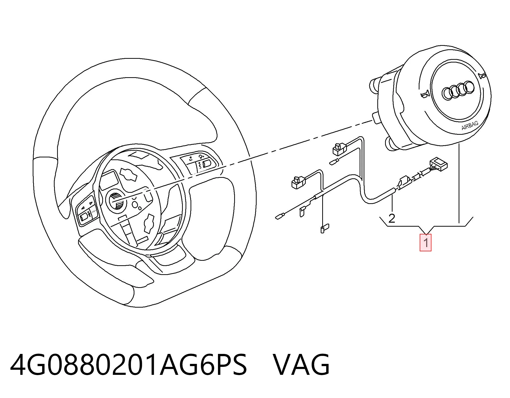 4G0880201AG6PS VAG Подушка Айрбег водія