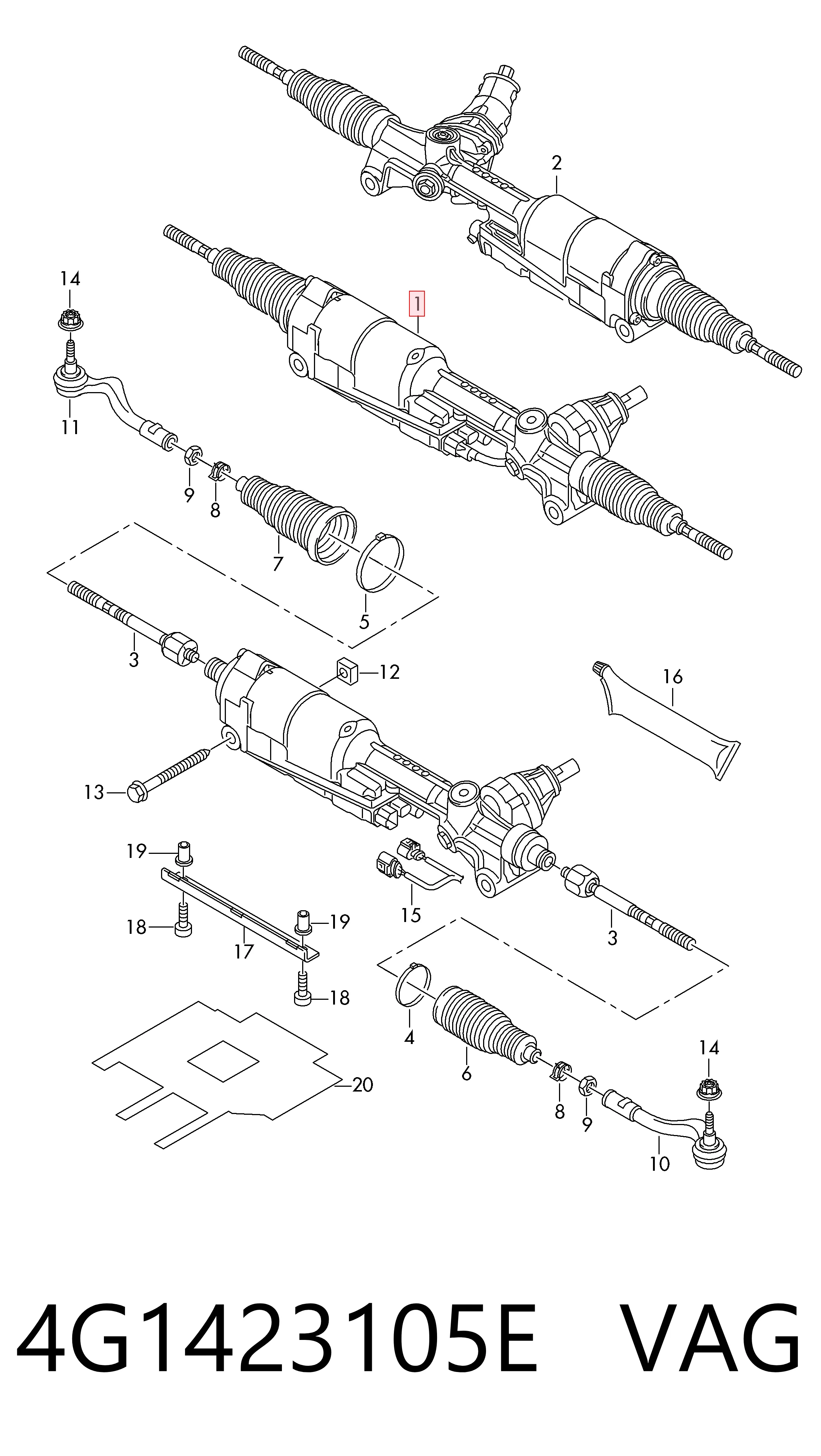 8R1423055AF Rebuilt Рейковий рульовий механізм