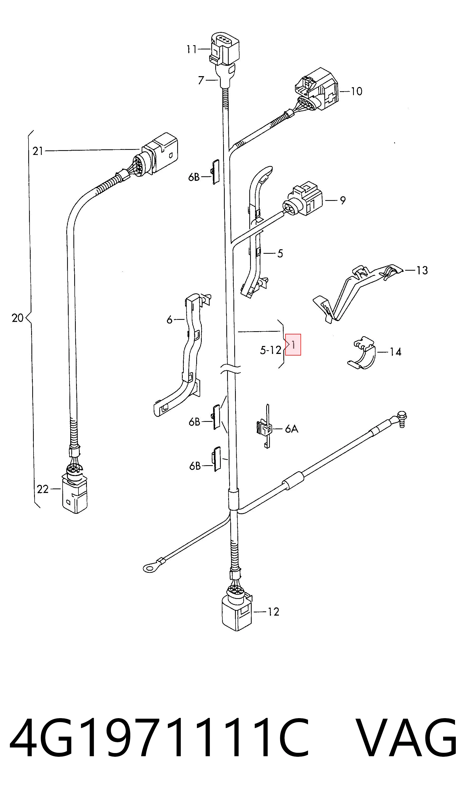 4G1971111C VAG Джгут дротів рульової рейки Servotronic